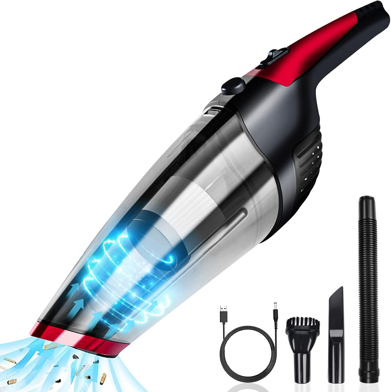 Handheld Vacuum Cleaner Cordless, Rechargeable (USB Charge), Powerful Suction Cleaner, Portable Hand Vacuum for Pet Hair Home and Car Cleaning, Wet & Dry
