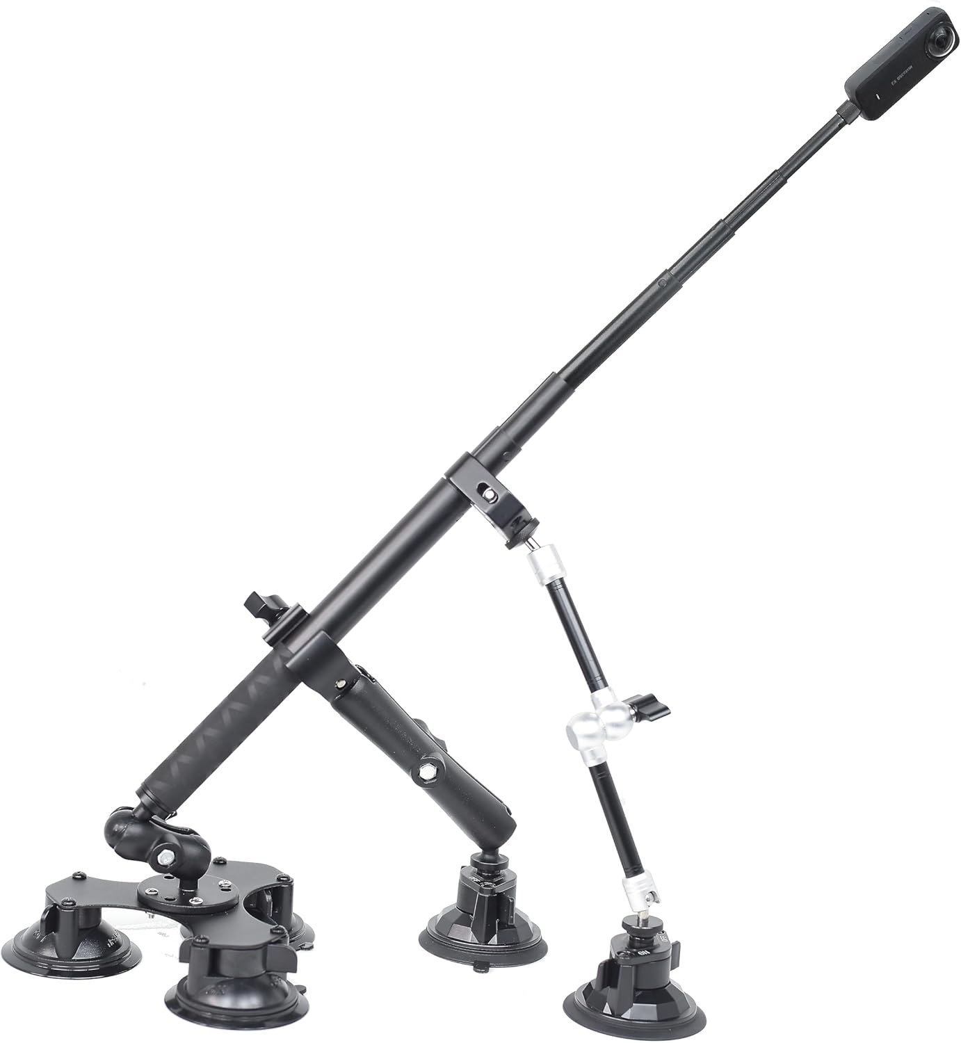 5 in 1 Suction Cups Car Mount Kit for Insta360 X5/X4/X3, for Gopro Hero13/12/11/10, for DJI 360, for Heavy Duty Low Altitude Car Footage, 5 Suction Cups with Extension Rod, Car outside Mount