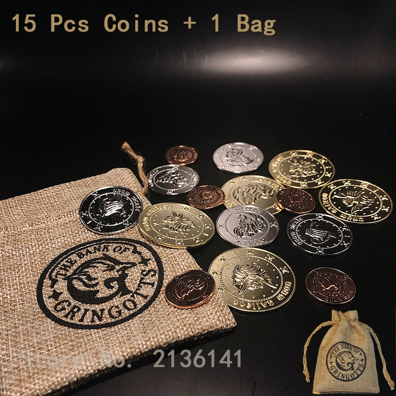 16 Pcs/Set Hp Bank Coins 15 Coins1 Bag Cosplay Wizard School Prop
