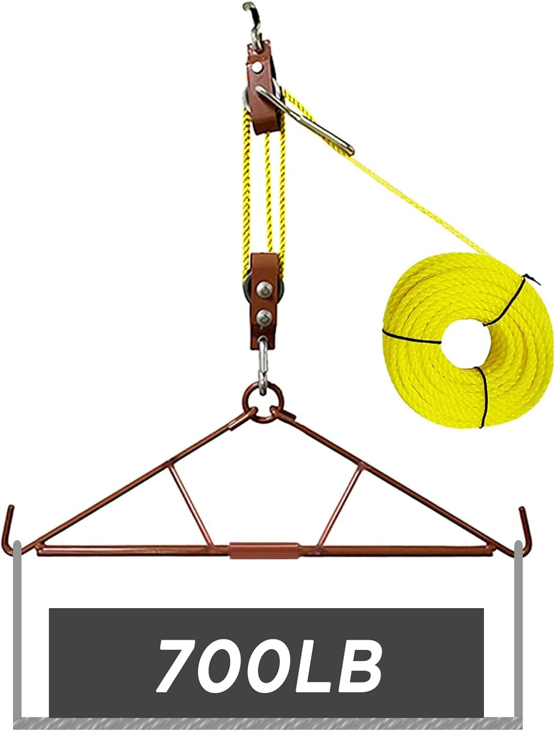 Game Hoist Gambrel with 700LB Capacity Deer Hanger and Elk Dual Pulley Hoist Lift System, Hunting Game Hanging Kit for Deer Butcher and Skinning, Deer Hunting Accessories Gifts for Men