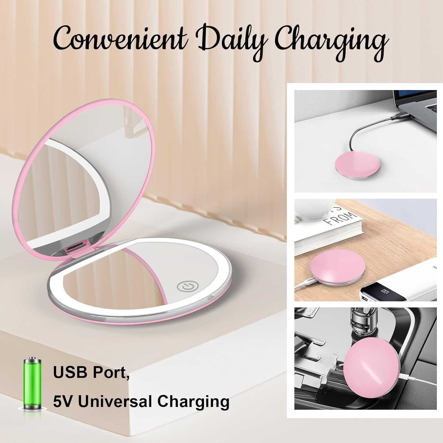 Kakuje Compact Mirror with Light, 1X/3X Magnification LED Pocket Mirror with ... - Picture 8 of 14