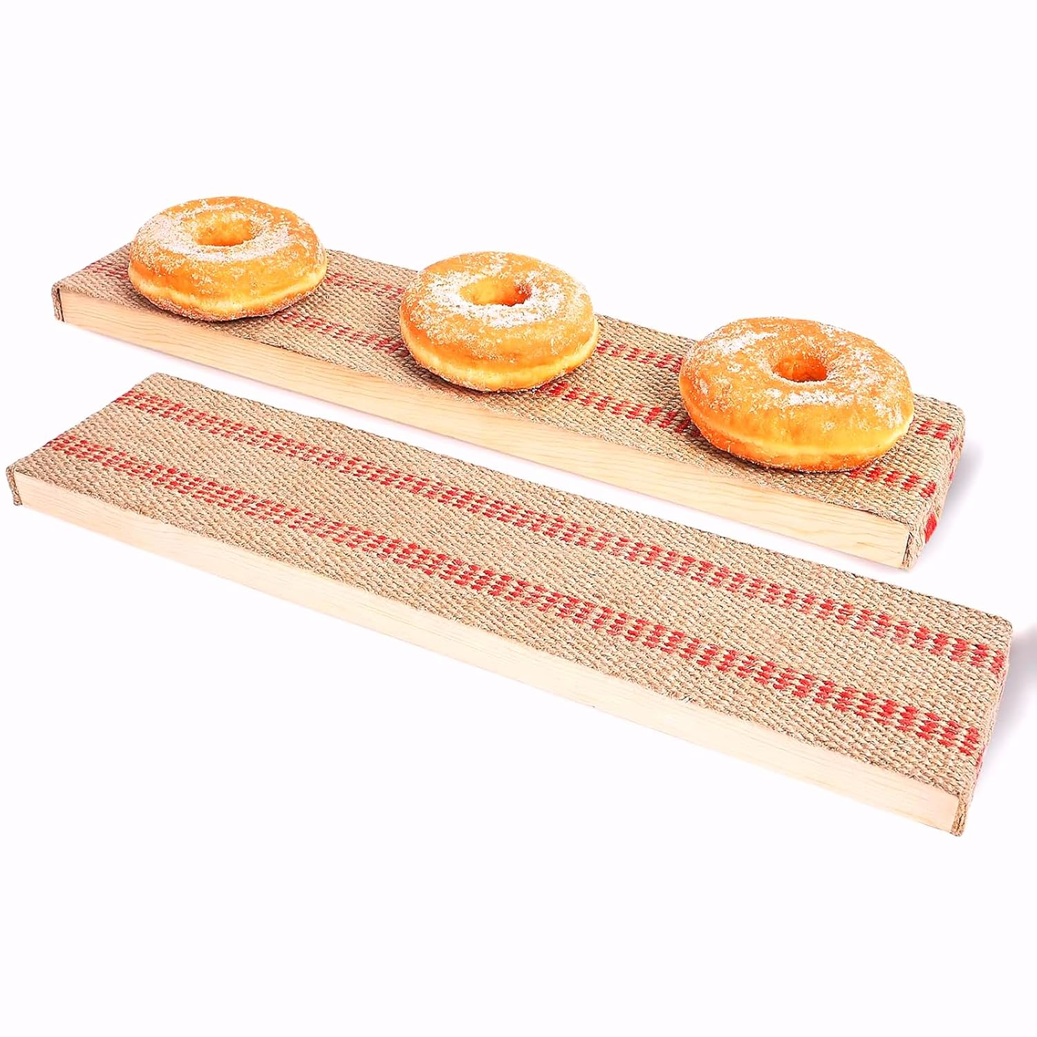 1 Pair Bagel Boards for Baking Bagels，Cedar and Burlap (Red)