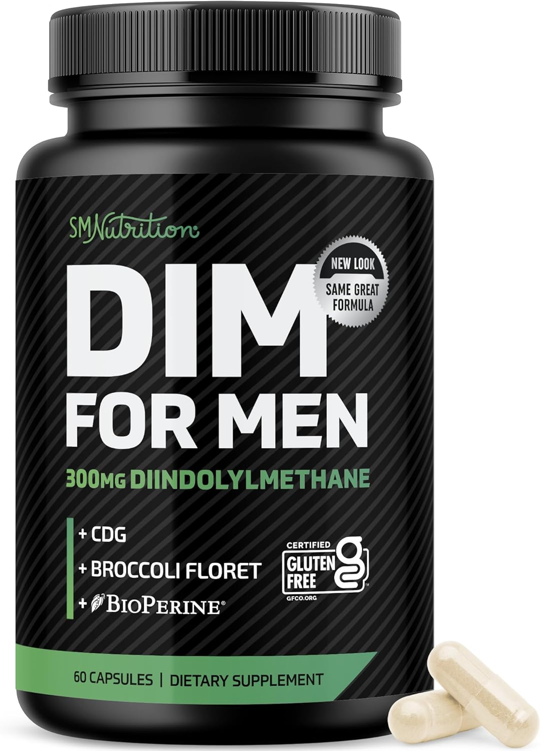 DIM Supplement for Men 300Mg | Estrogen Blocker & Aromatase Inhibitor | Extra Strength Men’S Hormone Balance & Fitness Booster with Diindolylmethane plus CDG & Broccoli Floret | Gluten-Free | 60 Ct