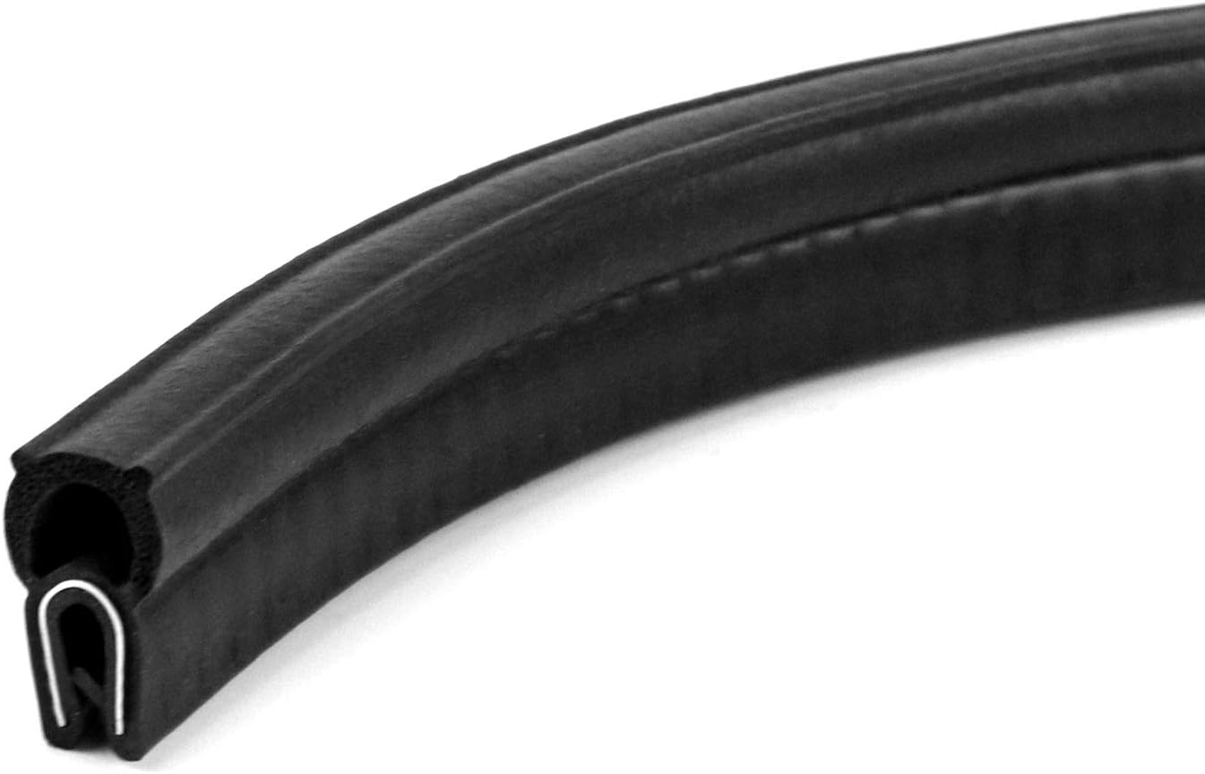 QWORK 20 Feet EPDM Rubber Trim Seal with Top Bulb, Fits Edge 1/16