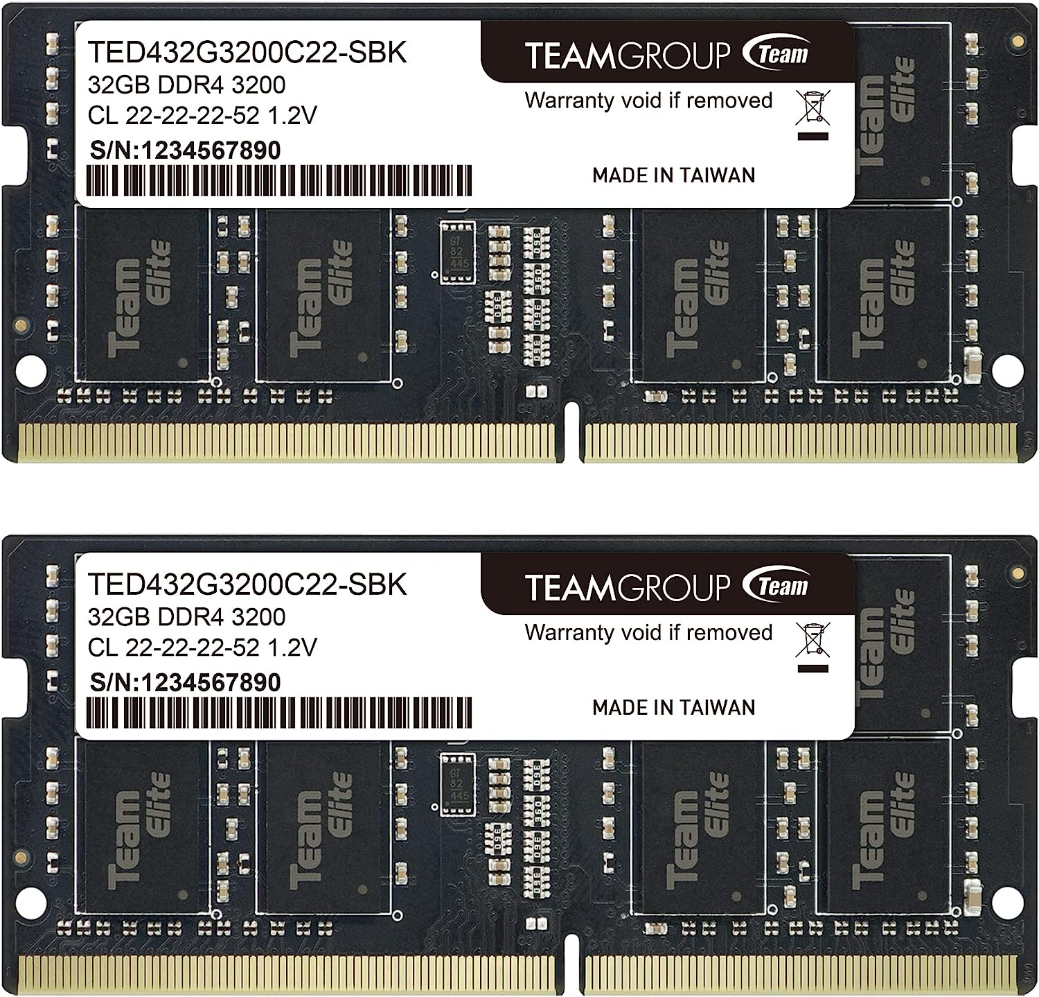 Elite DDR4 64GB Kit (2 X 32GB) 3200Mhz PC4-25600 CL22 (2933Mhz or