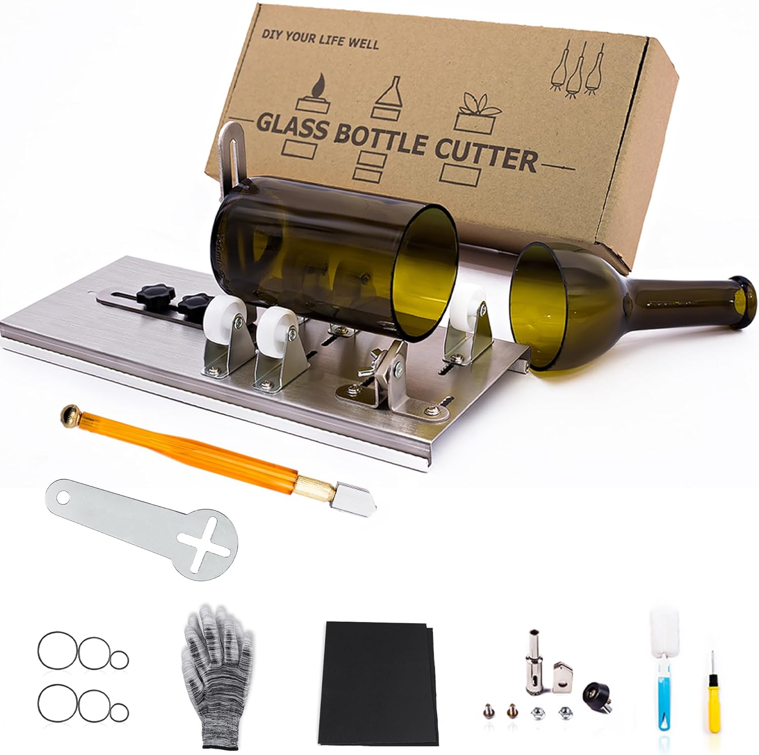 Glass Bottle Cutter, Upgraded Bottle Cutting Tool Kit, DIY Machine for Cutting Wine, Beer, Liquor, Whiskey, Alcohol, Champagne, Bottle Cutter for round Bottle by Camdios