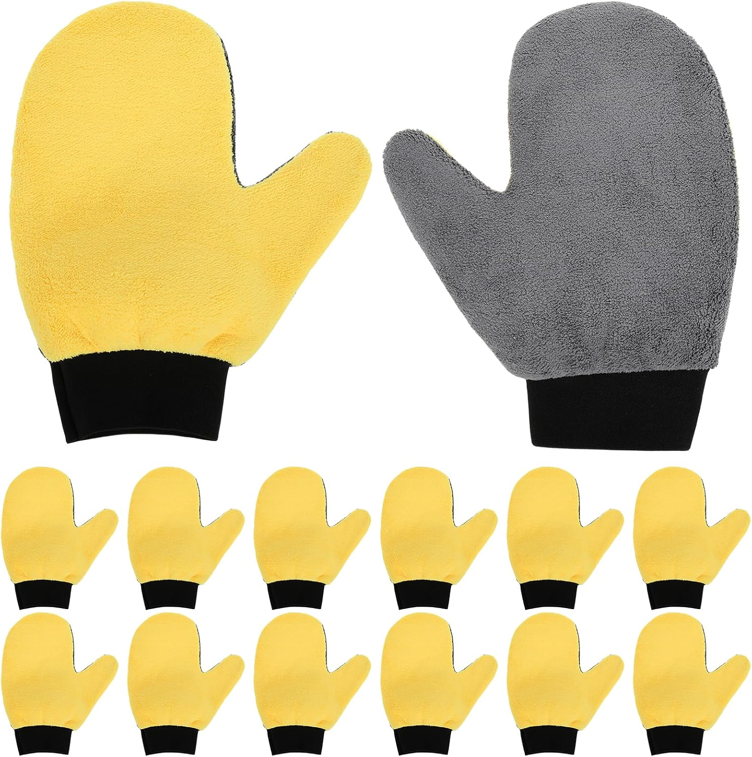 12 Pcs Paint Mitt Gloves Cleaning and Dusting Mitt with Thumb Painter and Decorating Gloves Reusable Coral Fleece Car Wash Mitt Deck Stain Applicator for Painter Decorators