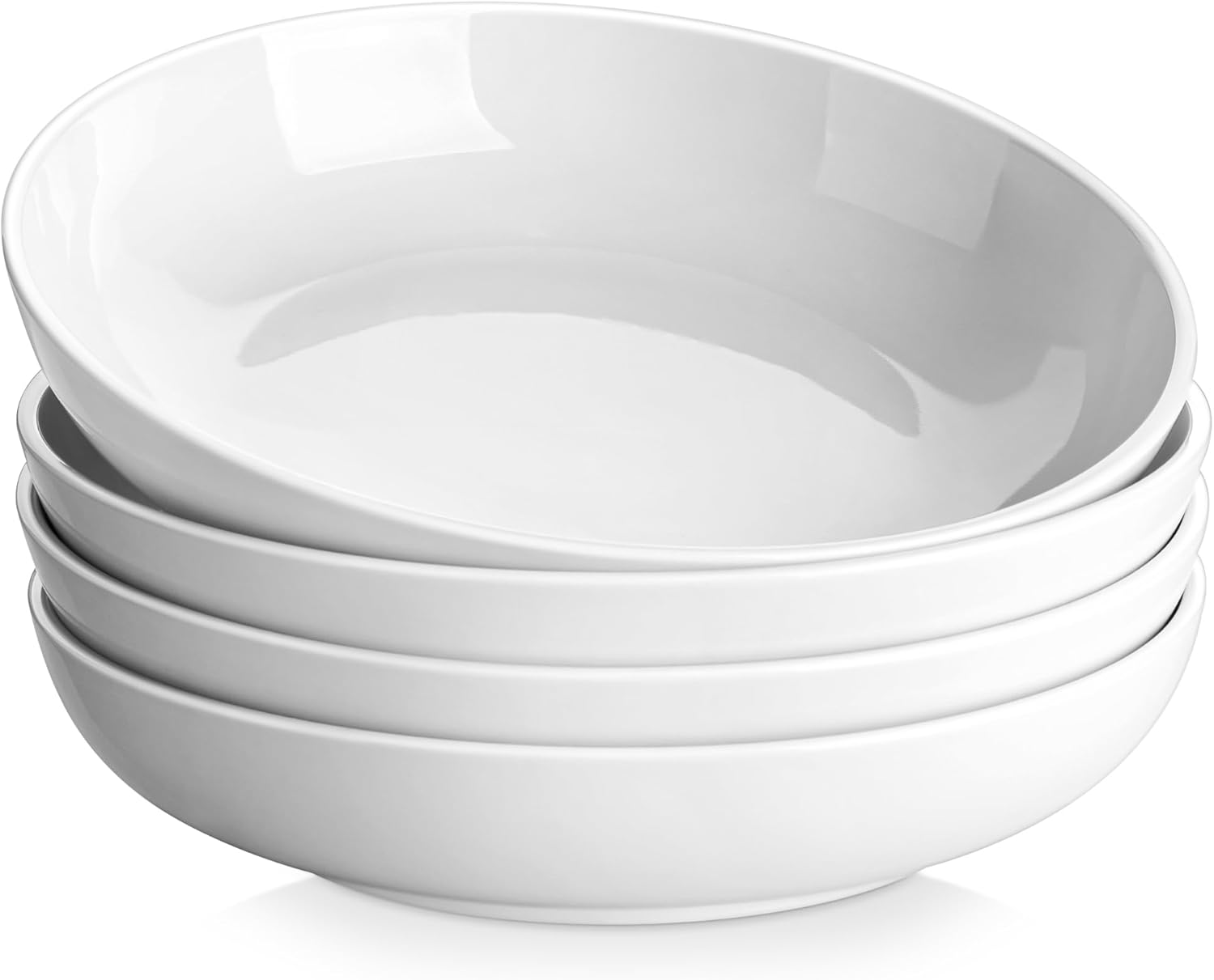 10" Large Pasta Bowls Set of 4, 56 OZ Wide and Shallow Salad Bowls Soup Bowls, Porcelain White Serving Bowls, Kitchen Bowl Plates Pasta Plates, Microwave & Dishwasher Safe, Series REGULAR
