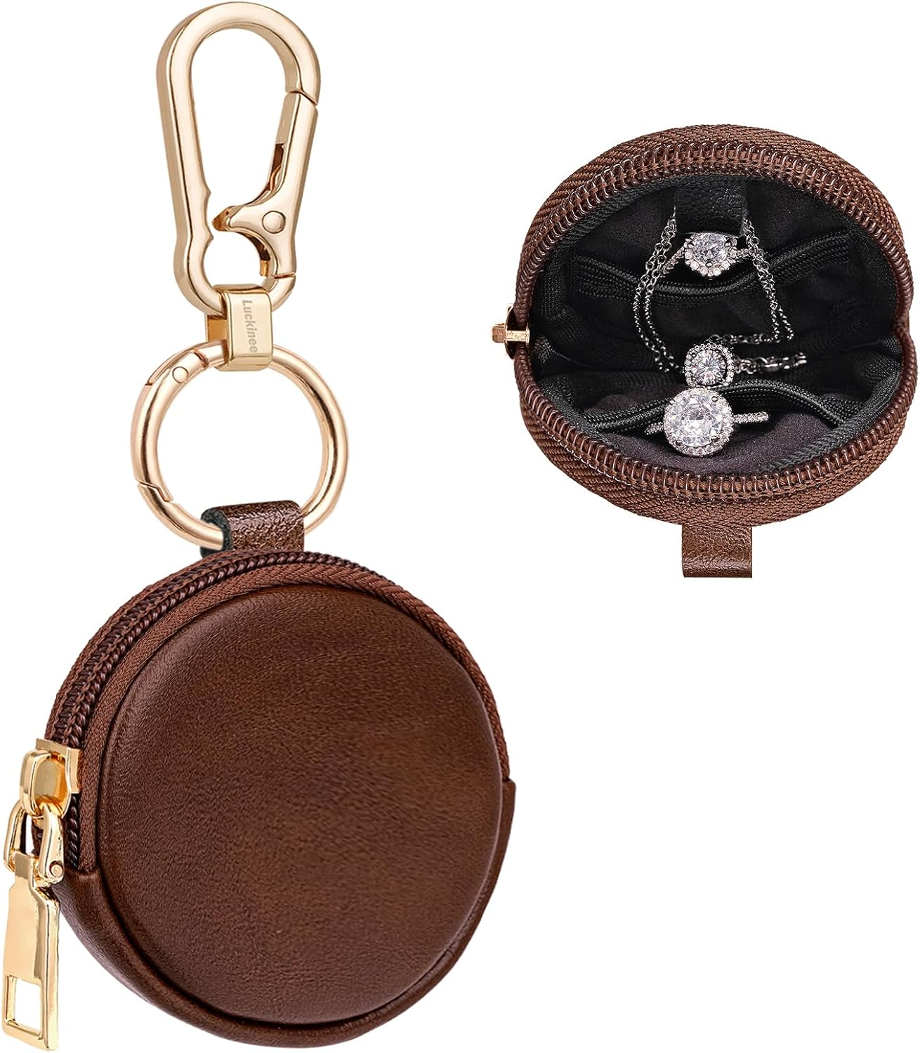 Jewelry Ring Holder with Keychain, Small Travel Ring Holder Keychain, Mini Ring Box Case, Portable Gym Ring Holder for Women Man,Earring Necklace Holder Box