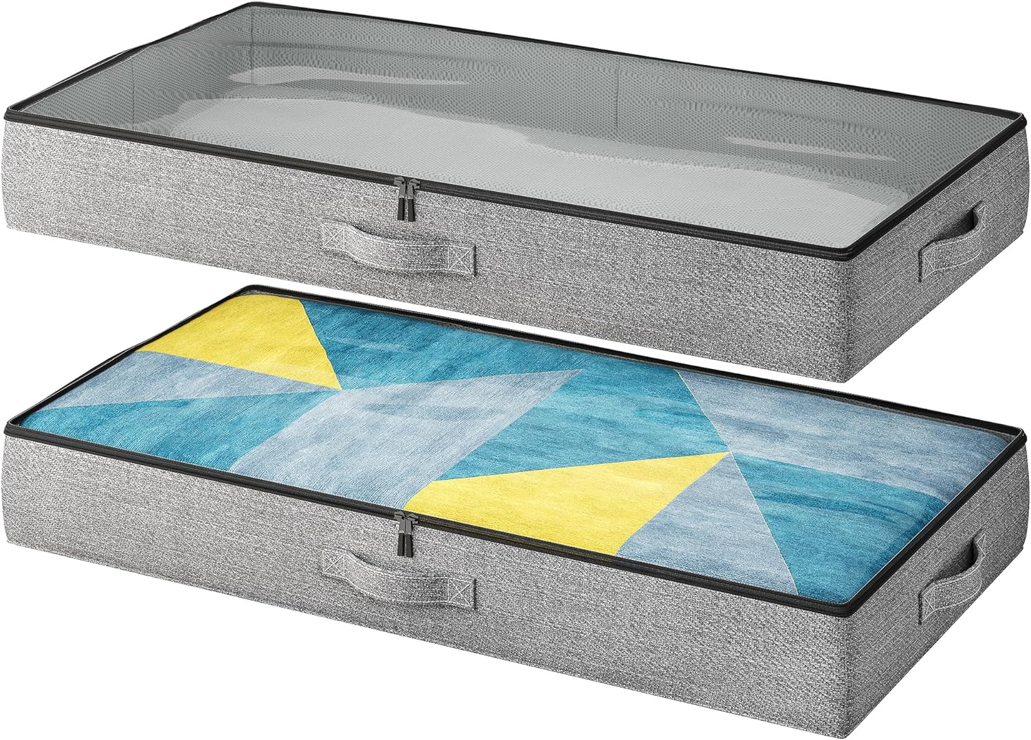 2-Pack under Bed Storage Bins 4.5 Inch Low Profile Organizer with Sturdy Sides