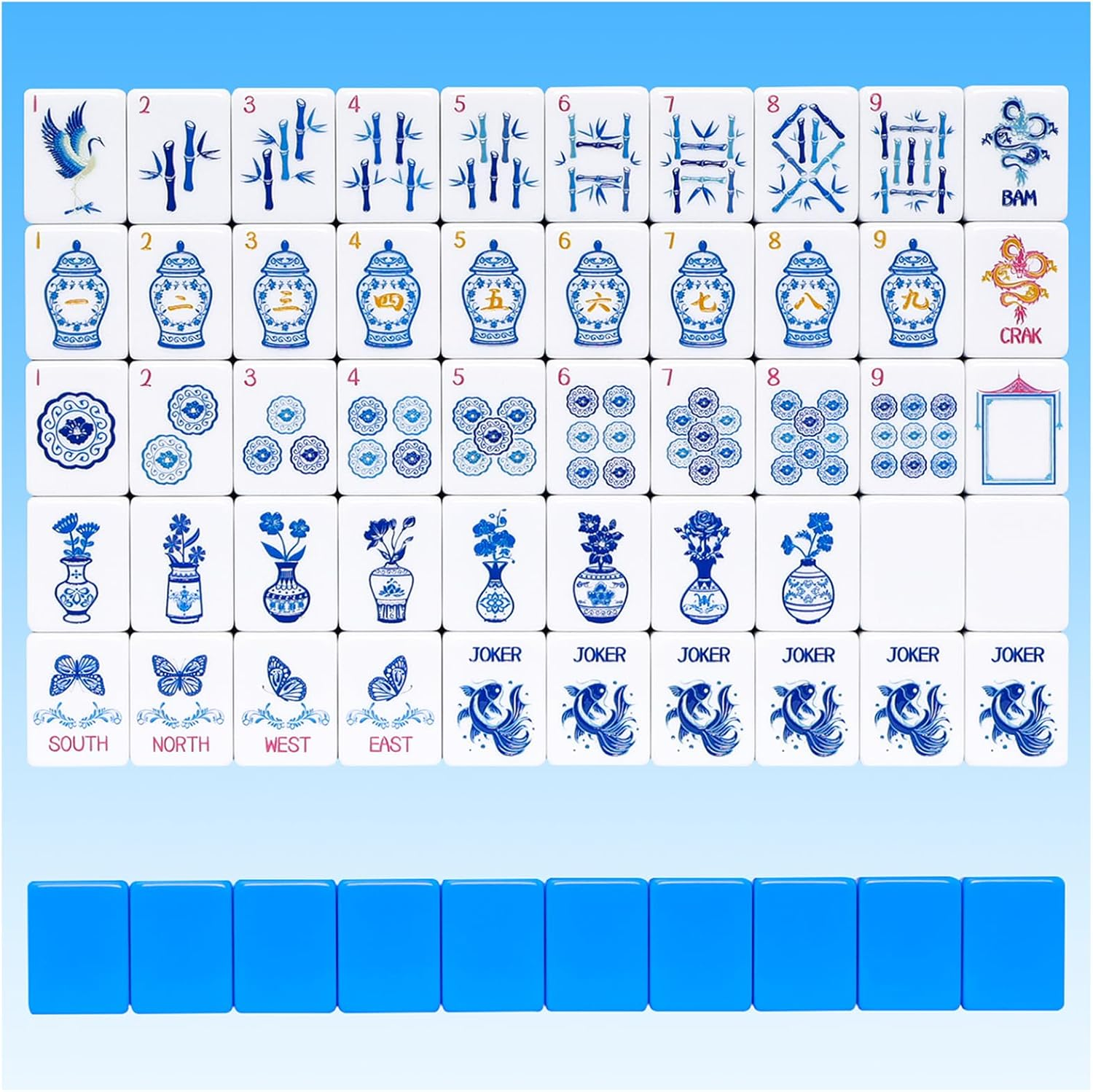 Light Blue American Mahjong Tile Set...