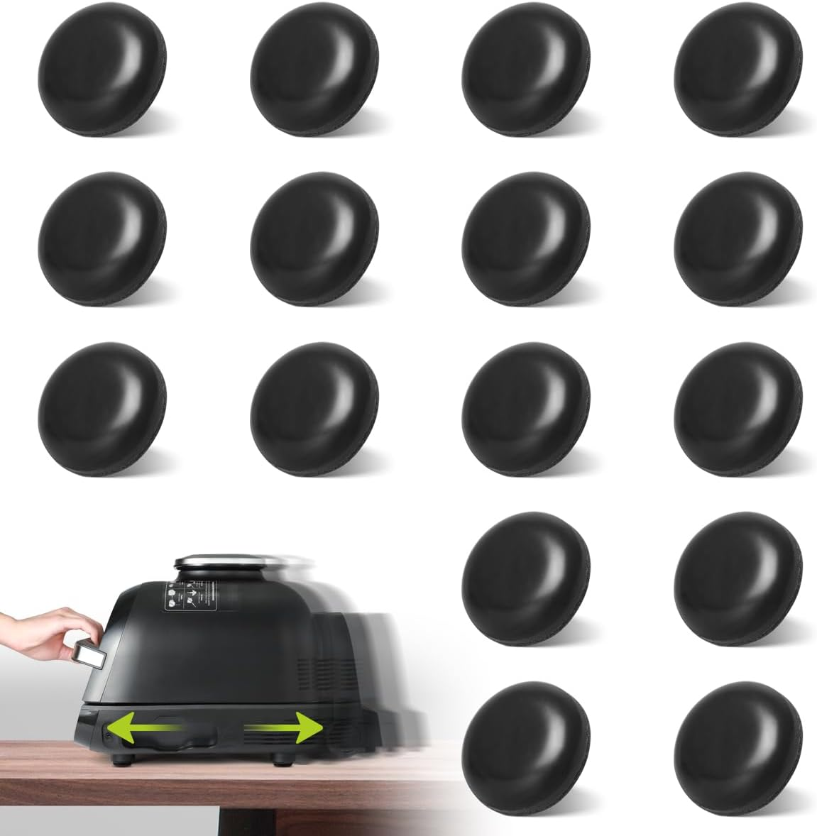 Black Appliance Slider, 16 Pcs Self Adhesive Appliances Sliders Countertop Caster Wheels, Kitchen Essentials Organization Home Must Have Gadgets