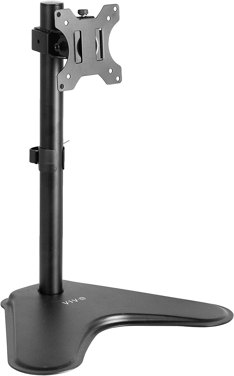 Single Monitor Desk Stand, Holds Screens up to 32 inch Regular and 38 inch Ultrawide, Freestanding VESA Steel Mount Base, Adjustable Height, Tilt, Swivel, Rotation, Black, STAND-V001H