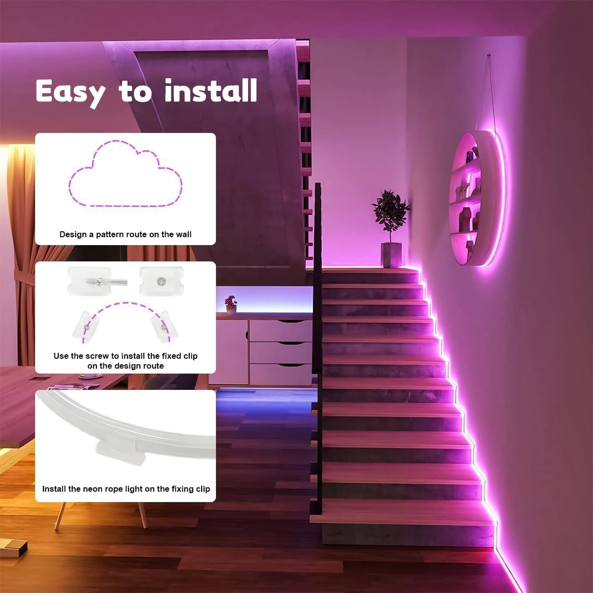 Cozylady 50ft Bluetooth RGB LED Neon Light, Waterproof RGB Neon Light APP & R... - Picture 7 of 14