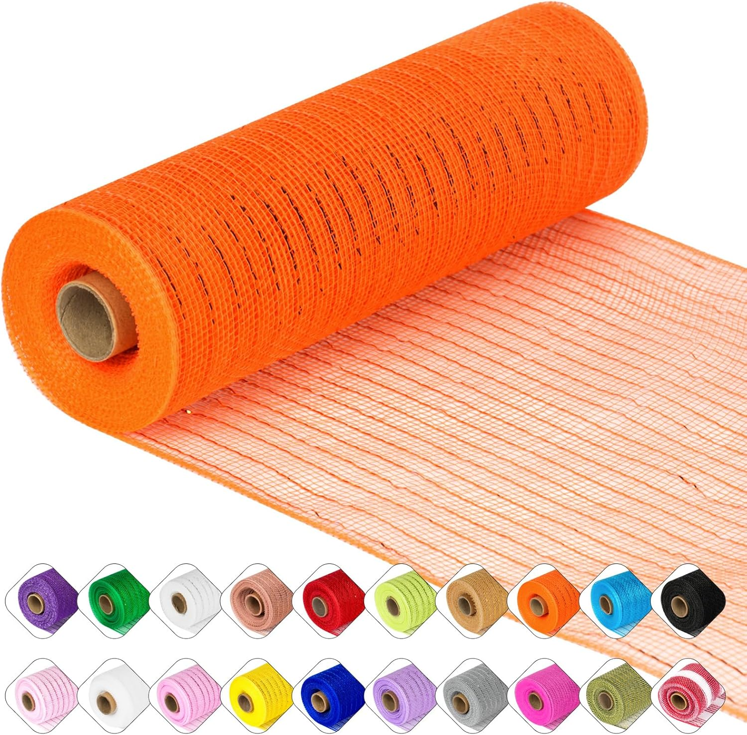 Deco Mesh Ribbon - 10Inch X 30 Feet Each Roll Metallic Foil Mesh Ribbon for Christmas, Valentine'S Easter Wreath and Home Decorating (Orange)
