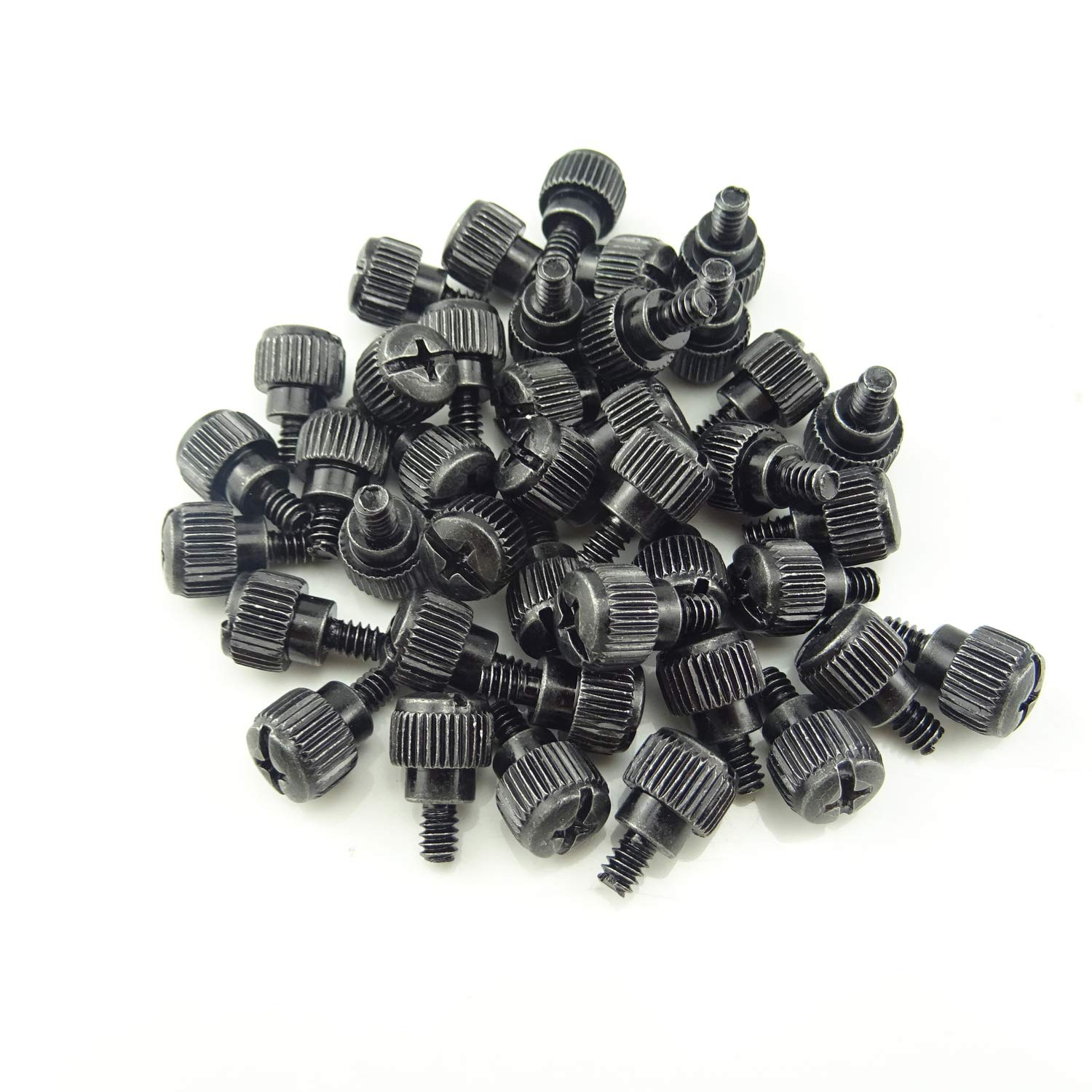 Honbay 40PCS 6#-32x5 M3.5 PC Computer Case Thumbscrews Thumb Screws Black Zinc