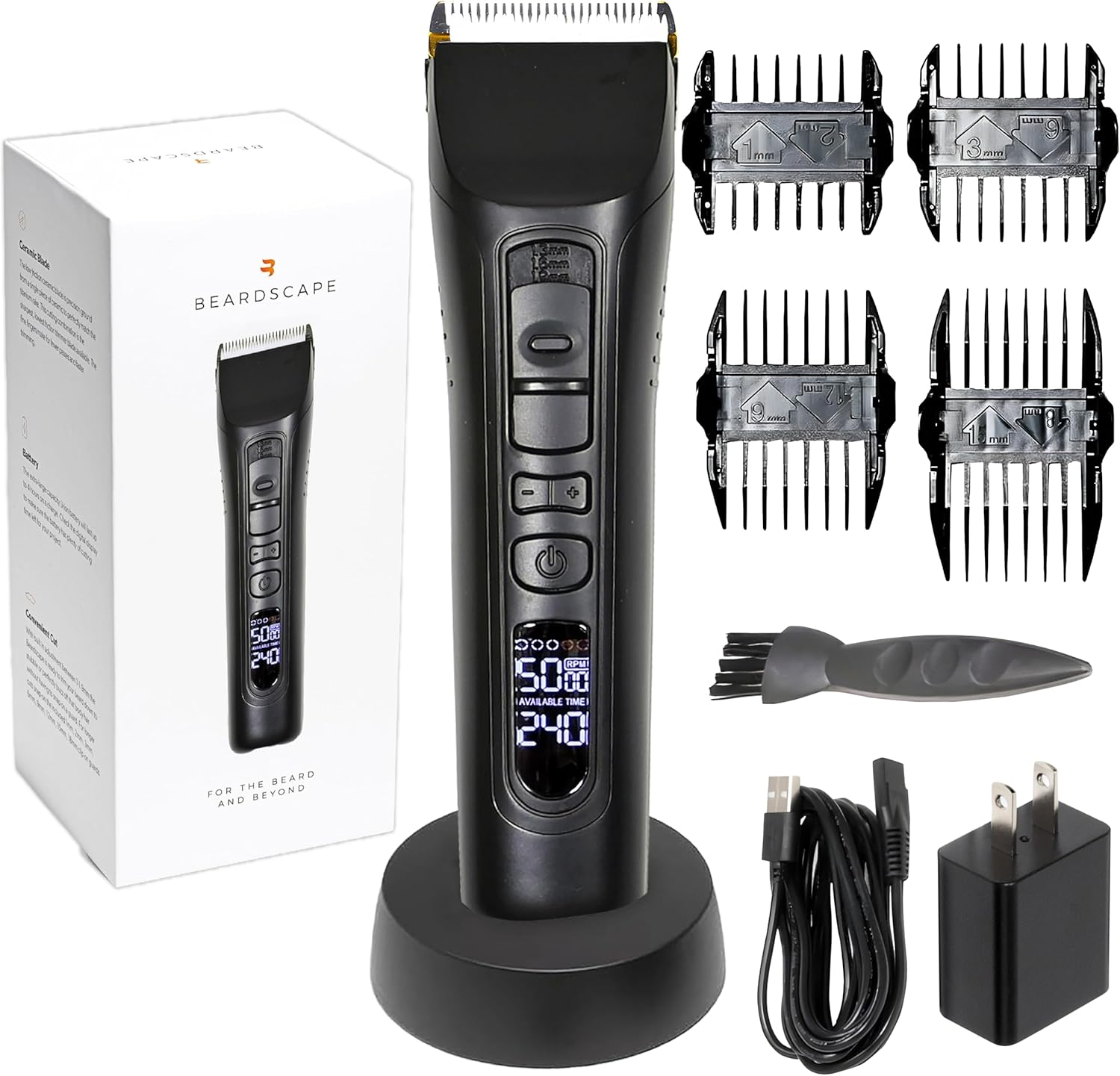 Beardscape V1 Beard Trimmer for Men Professional with Low Friction Ceramic Blade, Cordless Professional Hair Trimmer for Barbers with 4 Hrs of Long Battery Timing, Ideal for Beard & Body (Black)