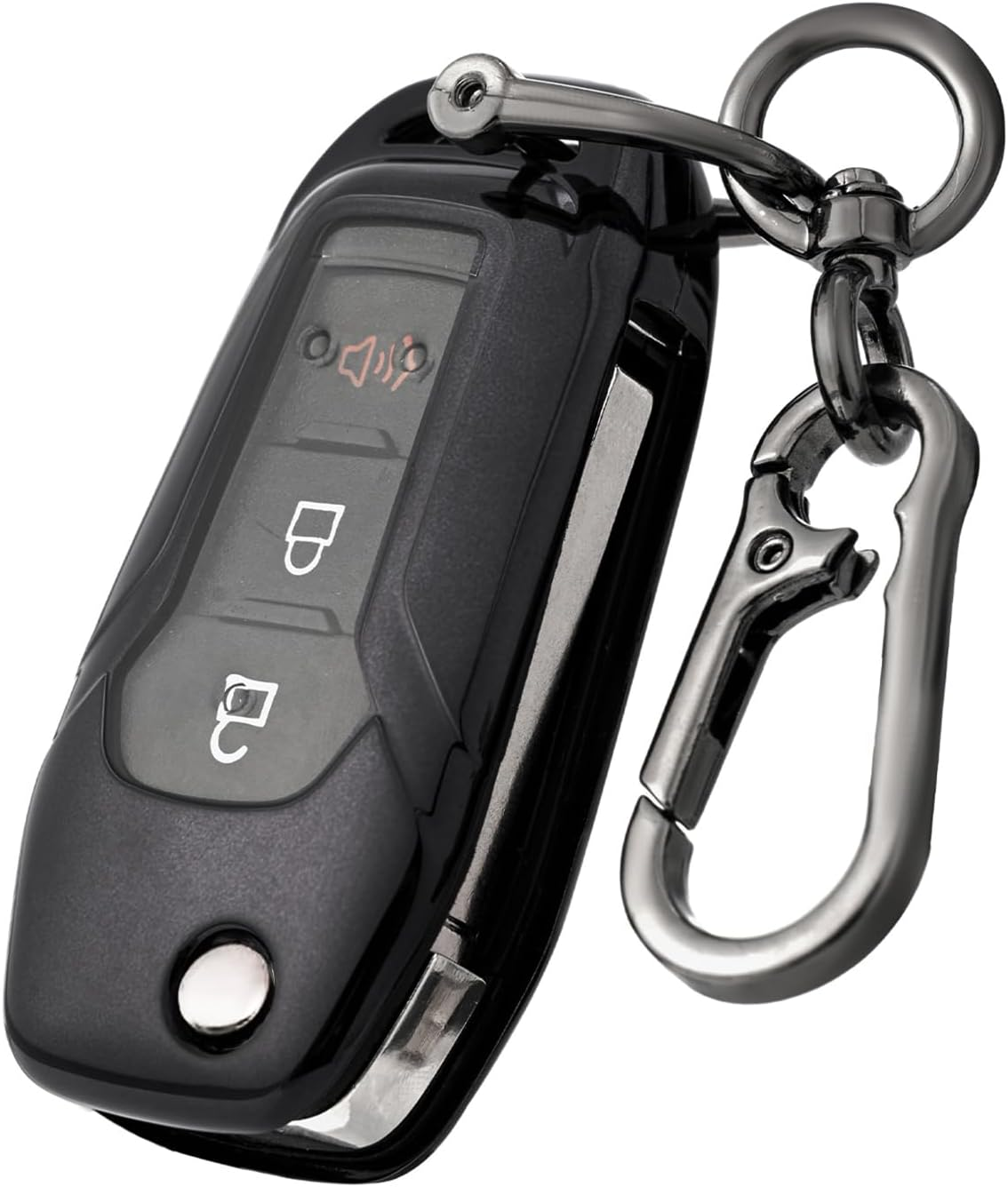 Key fob Cover with Keychain, Soft TPU Car Key Cover Case for Bronco, F-150,Black