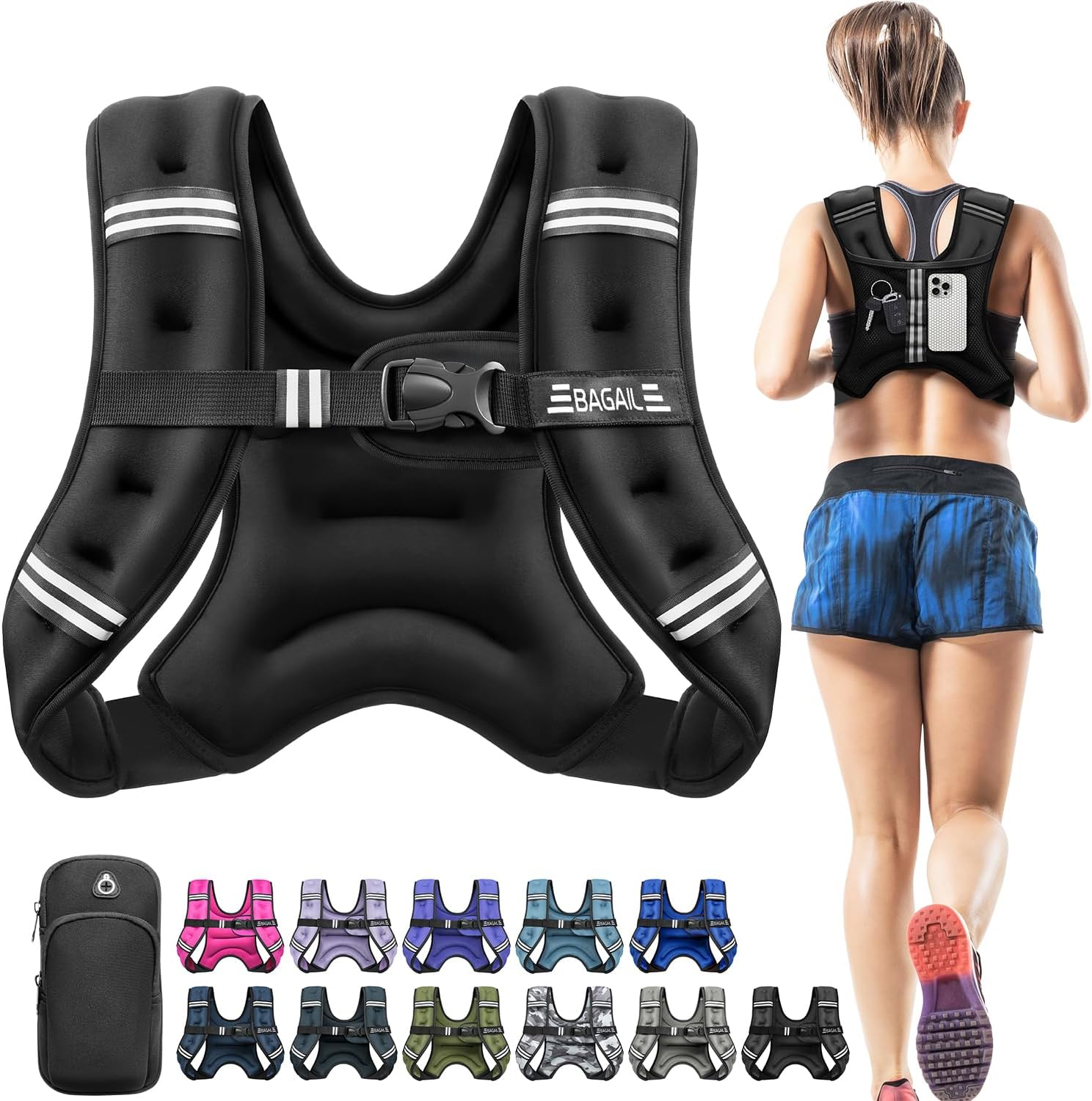 Women's Comfort-Fit Weighted Vest - Enhanced Weight Loss, No-Chafe Design & Detachable Phone Pouch (5-30 lbs)