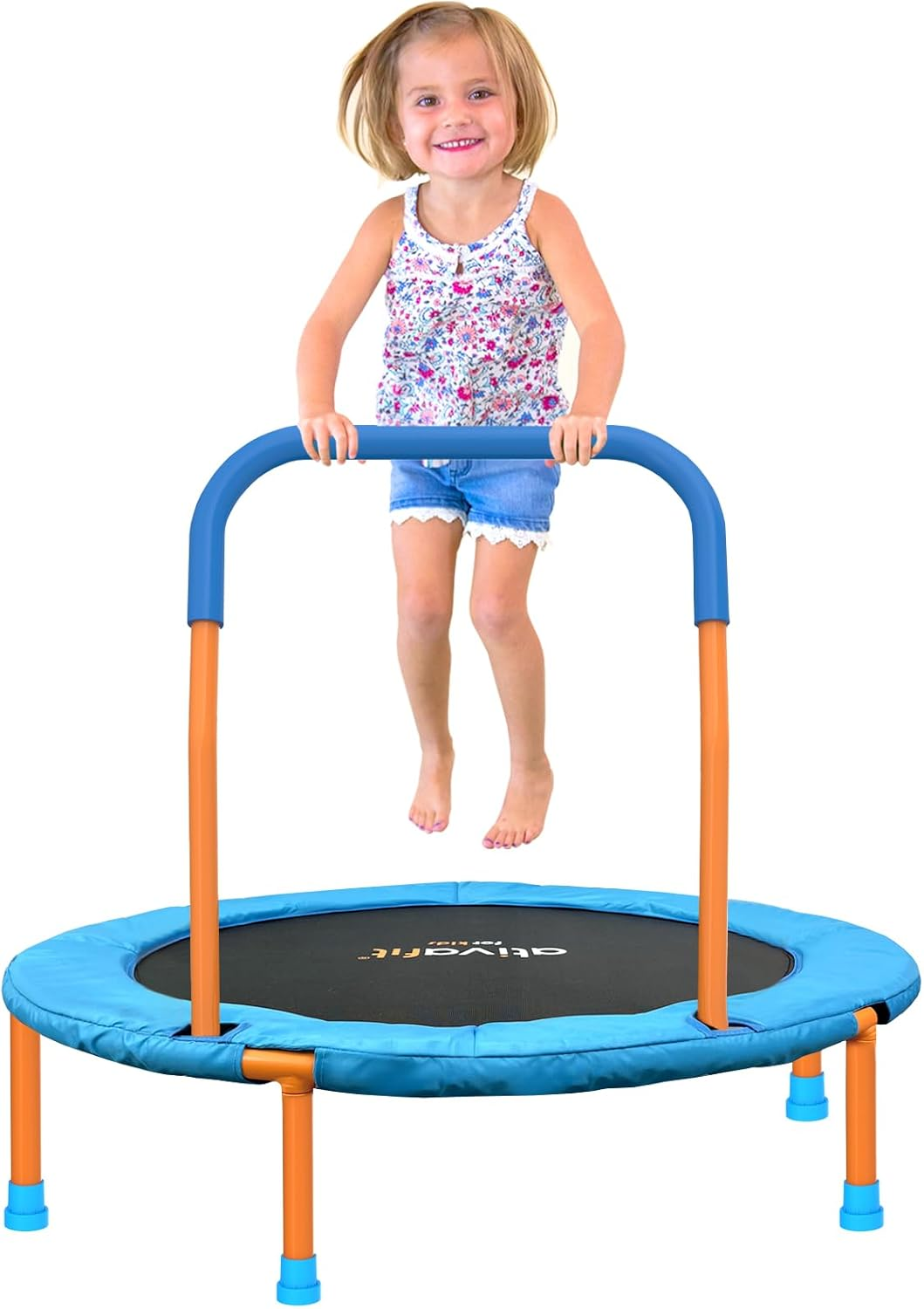 36Inch Mini Toddler Trampoline for Kids Ages 1-6 Indoor Outdoor Folding Small Rebounder Trampoline with Foam Handle Safety Padded Cover Fun for Kids