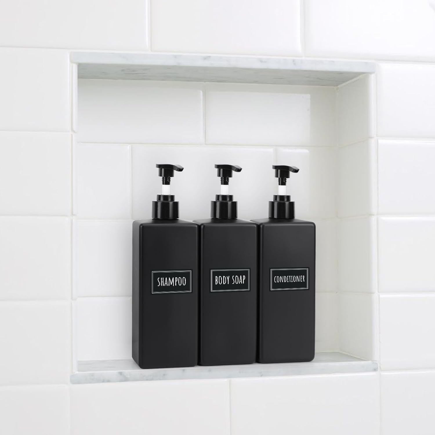Segbeauty Soap Dispenser, 3Pcs 500ml Shampoo and Conditioner Bottles, Pump Bo... - Picture 8 of 13