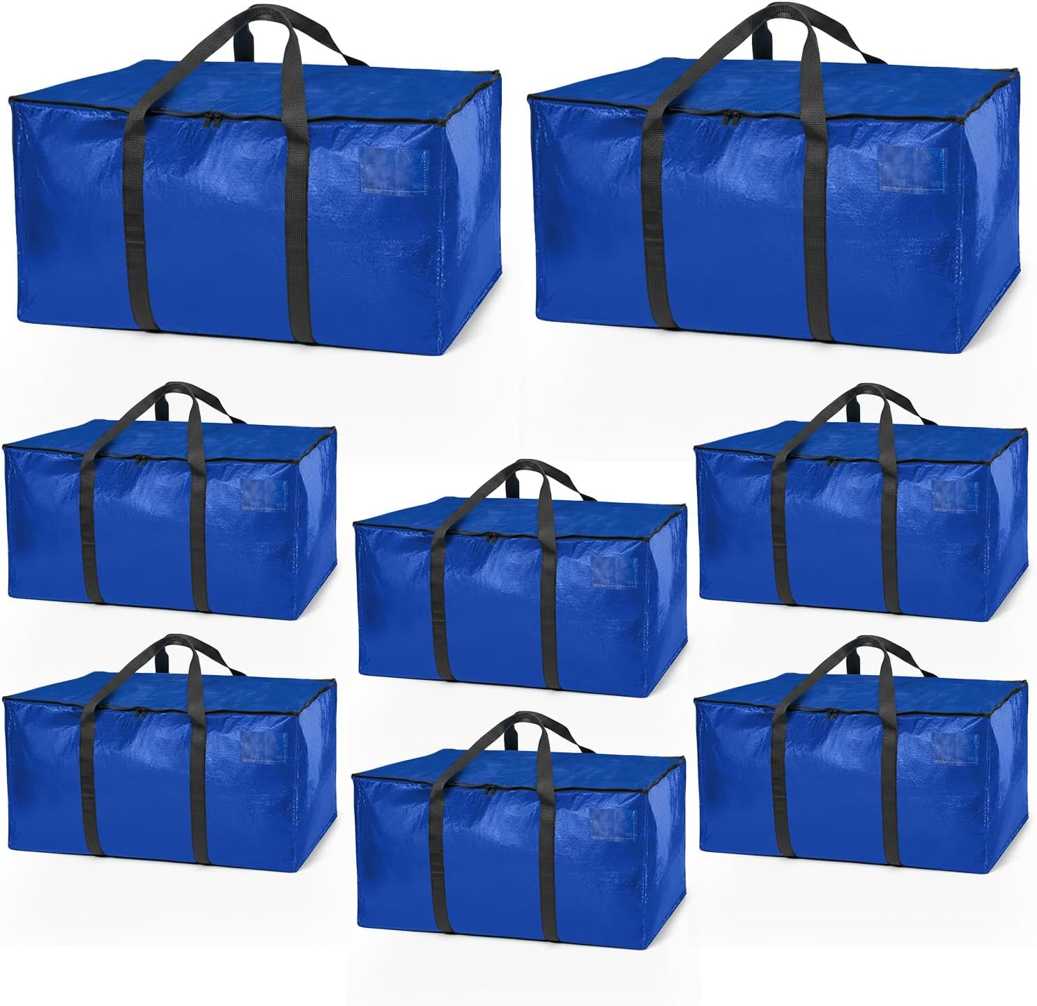 Heavy Duty Moving Boxes or Storage Bags – Storage Bins with Lids, Large Moving Bags with Backpack Straps & Handles – Moving Supplies for College Dorm or Christmas Decorations, 8 Pack