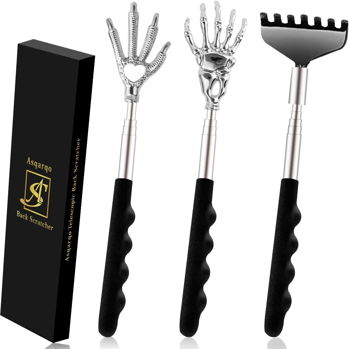 Back Scratcher 3 Pcs Different Design Telescopic Back Scratchers with a Pretty Box, Portable Extendable Back Massager Great Gifts for Men or Women Stocking Stuffers