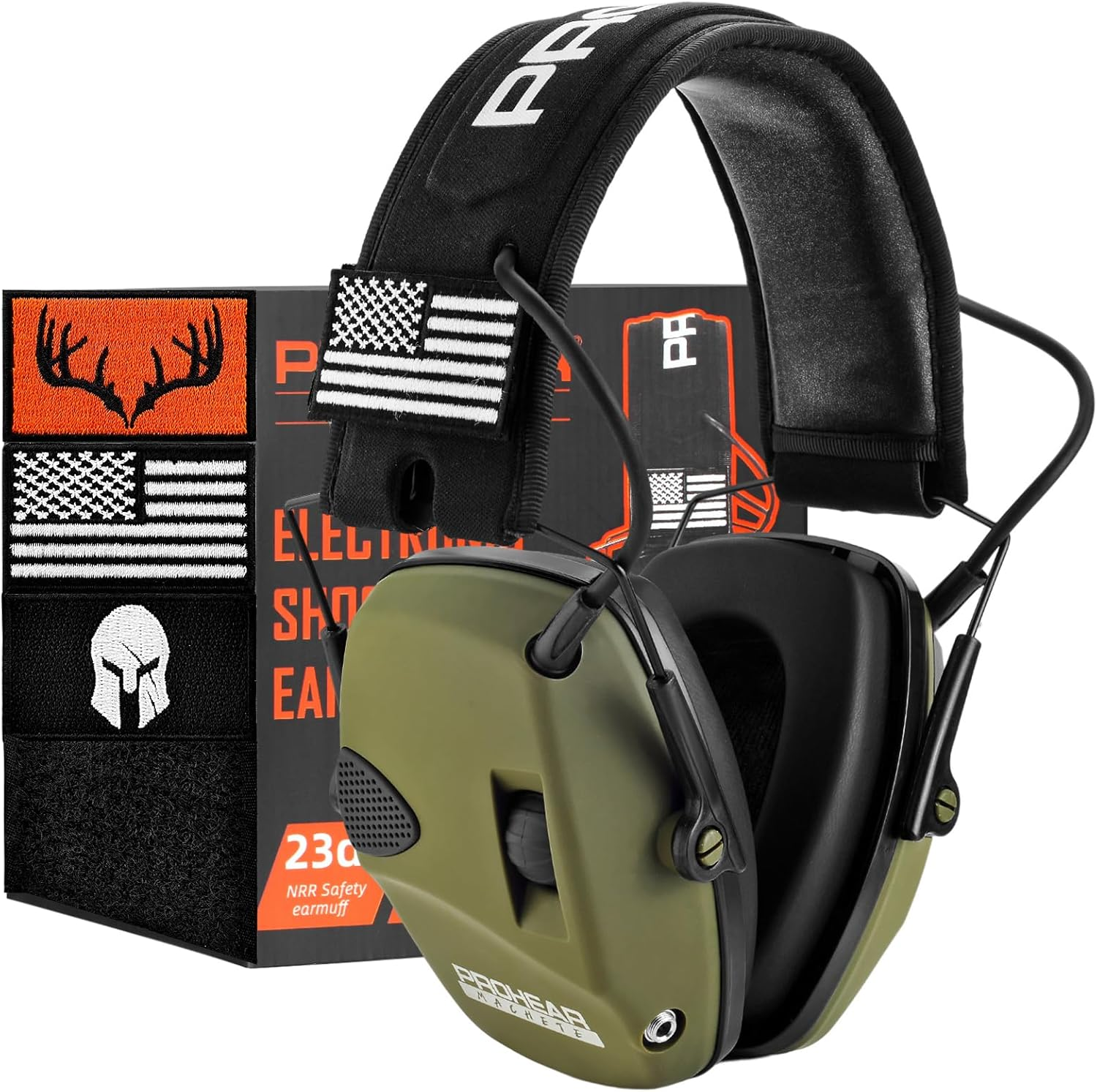 Electronic Ear Protection for Shooting with 4X Sound Amplification, Gun Range Hearing Protection Muffs, NRR 23Db Noise Reduction Headphones for Hunting, Green