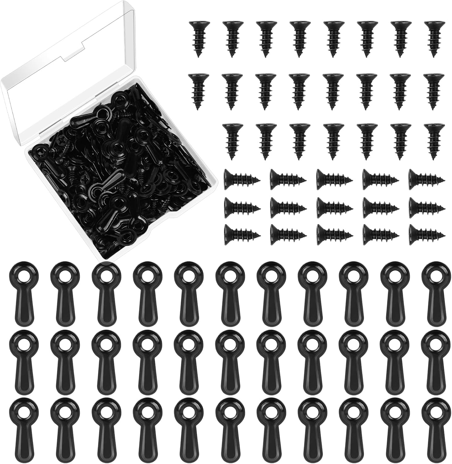 Picture Frame Turn Button Fasteners Set, 100 PCS Picture Frame Backing Clips Photo Frame Hardware Clips with 100 Pieces Screws for Hanging Pictures, Photos, Drawing by Pincute Black