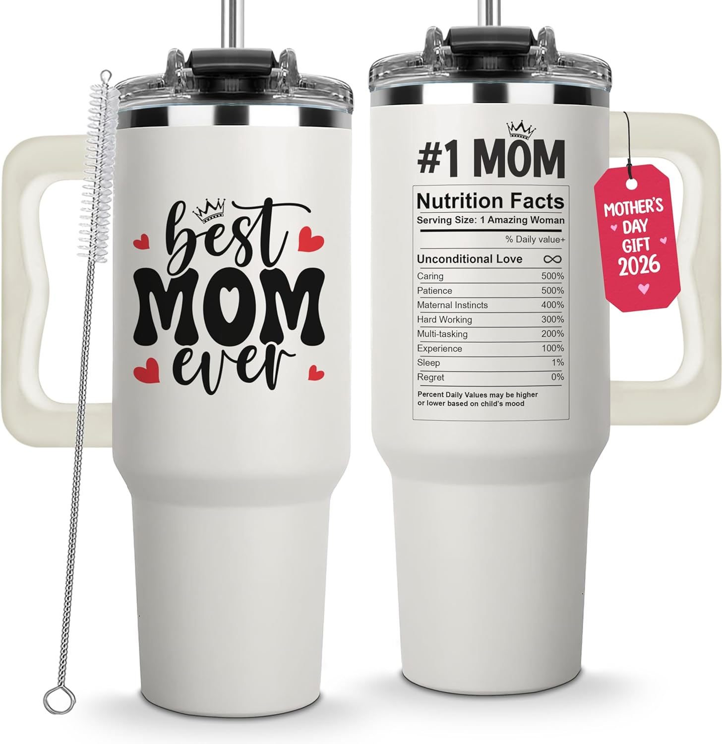 Best Mom Ever 40Oz Tumbler with Handle - Perfect Mother's Day Gift