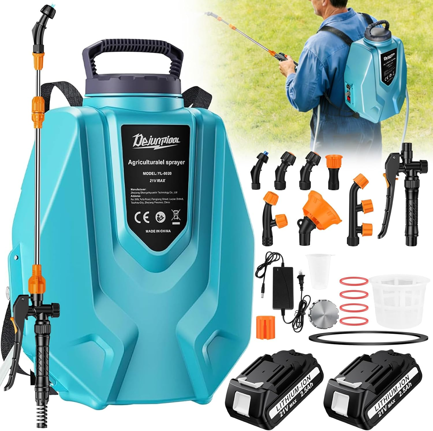 Battery Powered Backpack Sprayer 3.2 Gallon - 2X2500Mah Battery Garden Sprayer with 7 Nozzles & Telescopic Wand, Electric Backpack Weed Sprayer for Yard, Lawn and Garden