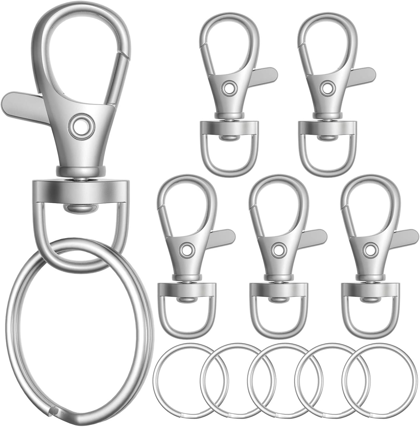 100Pcs Metal Lobster Claw Clasp with Key Ring, Keychain Rings 1.37Inch(36Mm)