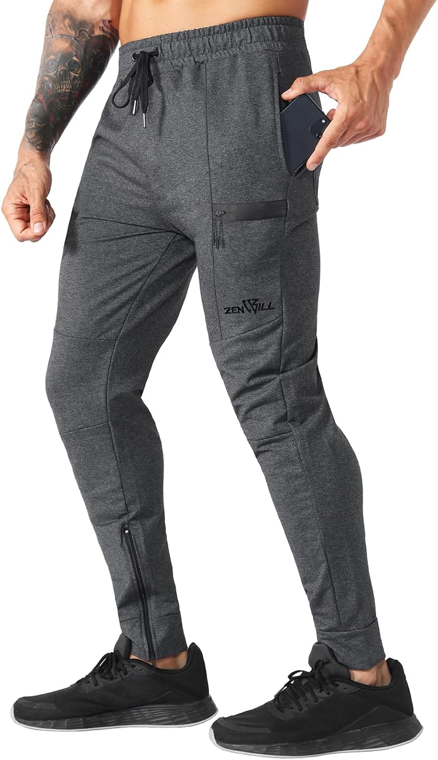 ZENWILL Mens Zip Gym Joggers Track Pants,Men's Casual Workout Sweatpants with... - Picture 10 of 16
