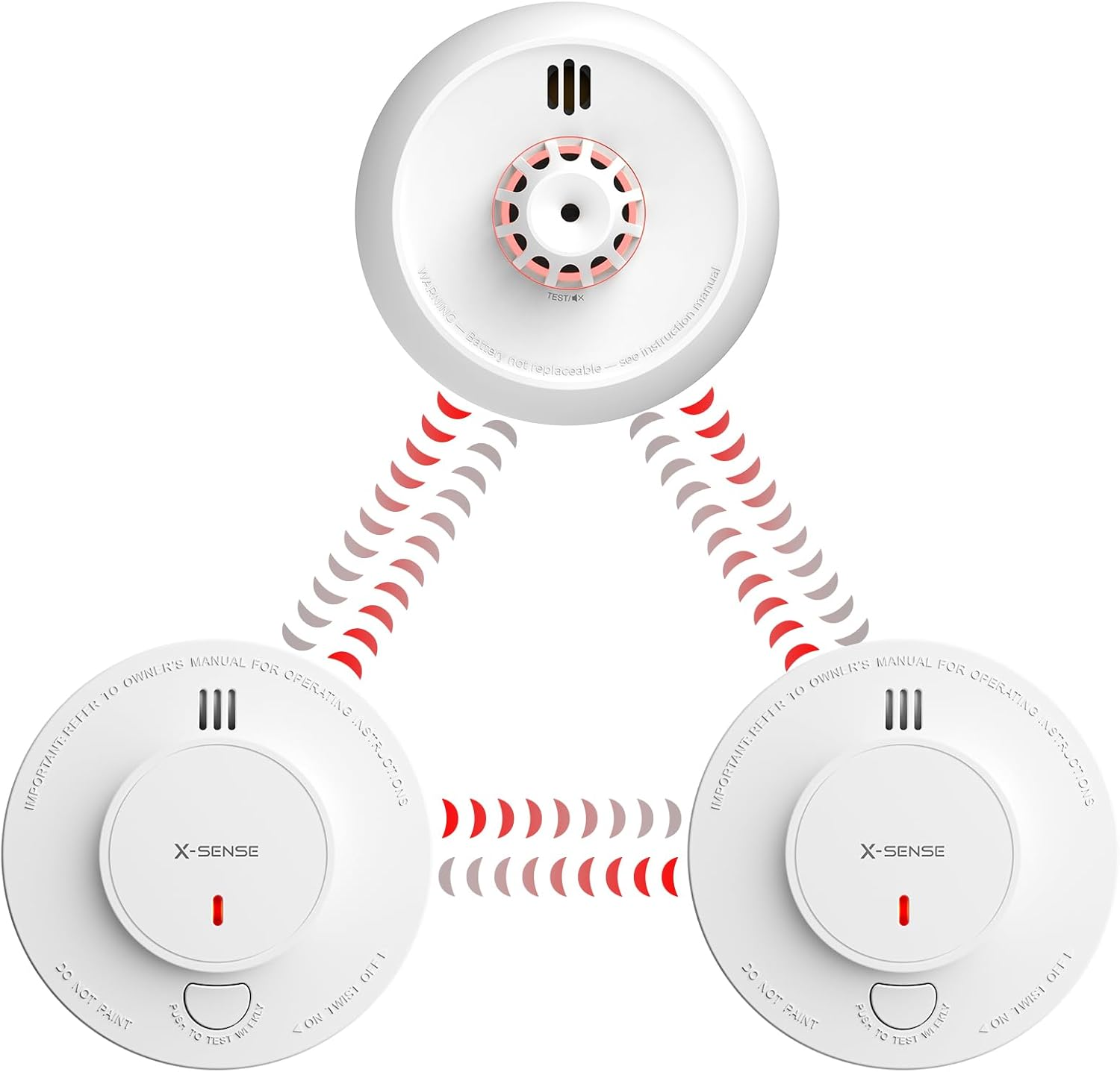 X-Sense Interlinked Smoke and Heat Alarm Bundle, 10-Year Battery, HS21 | 1 Heat Alarm & 2 Smoke Alarms, EN 14604 Standard and BS 5446 Compliant, Link+ Series