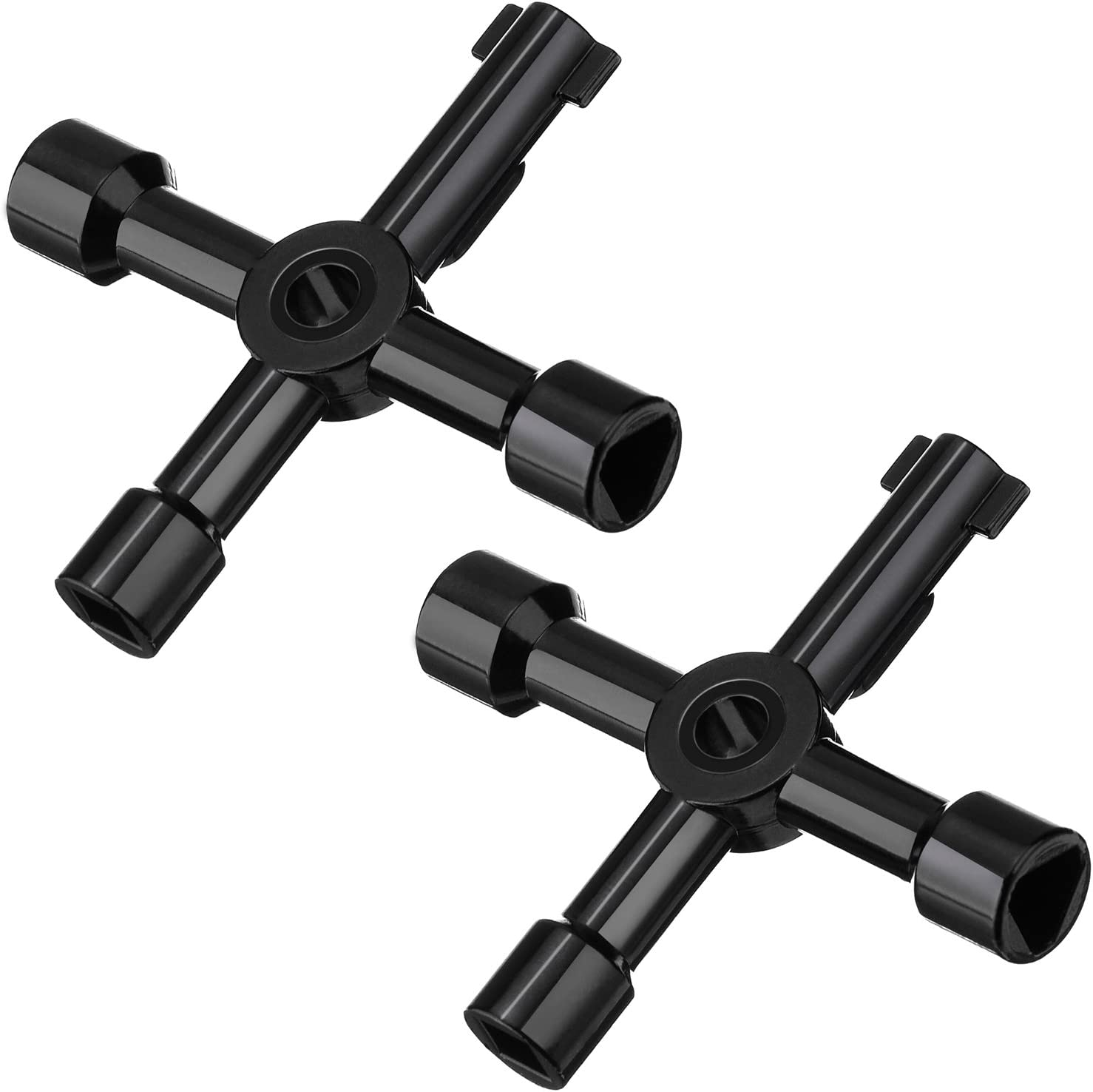 Shappy 2 Pack Electric Cabinet Panel Keys Gas Meter Water Utility 4 Way Keys for Multi Application (Black)