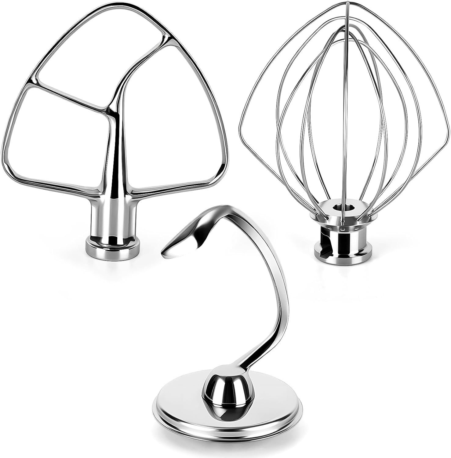Kitchen Mixers Accessories for Kitchenaid Stand Mixers, Stainless Steel Kitchen Mixer Attachment Includes K45WW Wire Whip, K45DH Dough Hook and K45B Flat Beater
