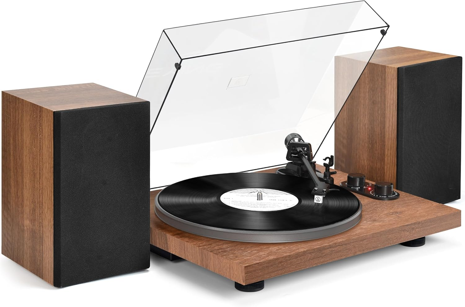 Record Player Turntable with 40W Speakers and Bluetooth Output Input for Vinyl Records,Vinyl Record Player with Built-In Preamp,At-3600L Cartridge,Usb Record,Pitch and Counterweight