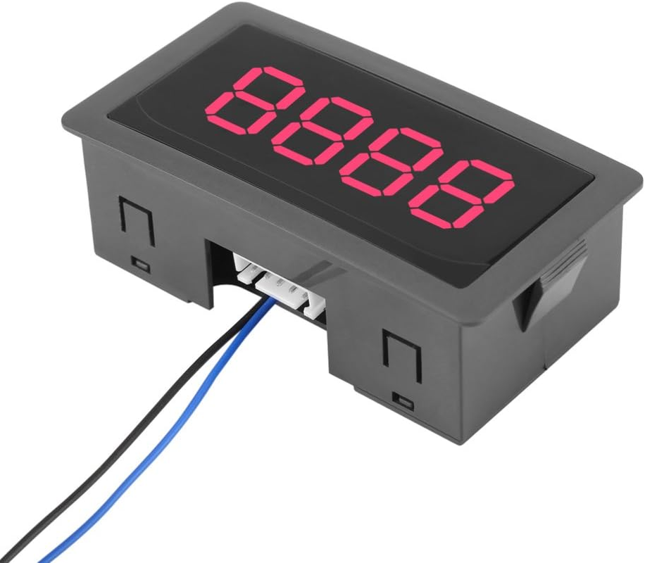 DC 8-24V Digit Counter, 4 Digit LED Digital Display 0-9 Up/Down Plus/Minus Panel Counter Meter with Cable (Red)