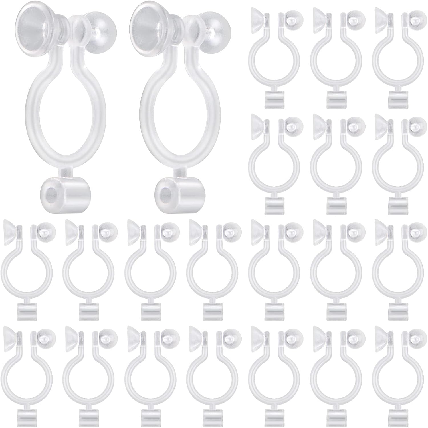 50Pcs Resin Invisible Clip-On Earring Converters Components Clear Plastic Earring Clips Fit 3 Mm Rhinestone with Bullet Earring Backs for Non-Pierced Ears DIY Jewelry Making