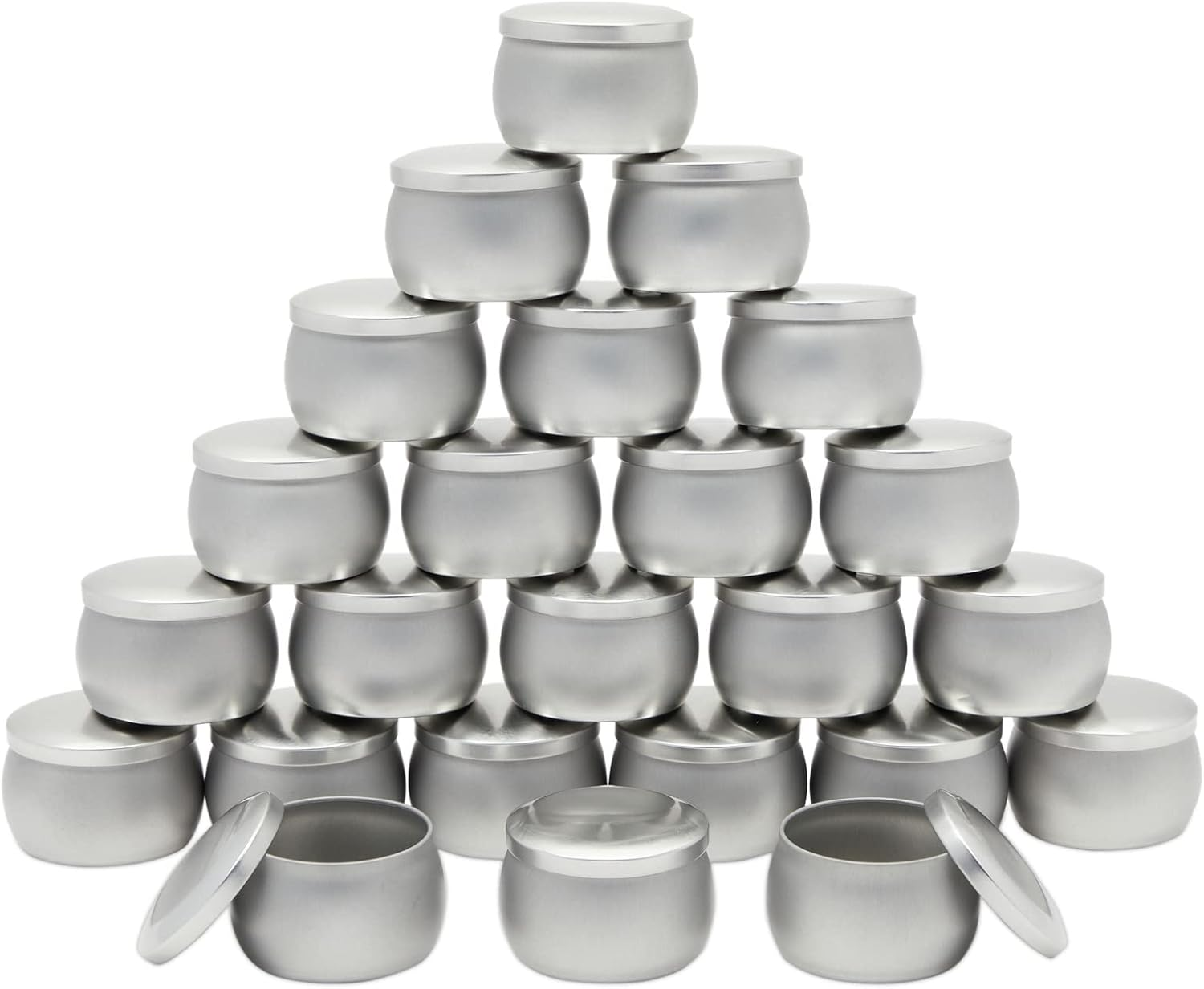 Candle Tins - 4 Oz, 3 X 2 In, Silver, 24 Pack - Tin Cans with Lids & Tiny Containers for Wax Projects - DIY Candle Making Supplies