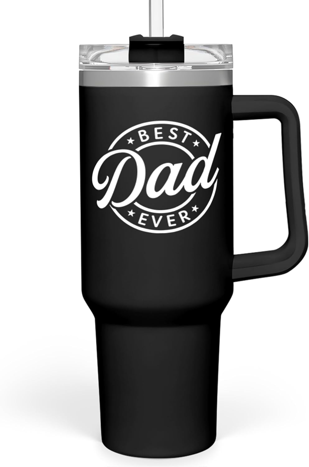 Best Dad Ever Tumbler with Handle 40Oz Stainless Steel Insulated - Dad Gifts for Dad from Daughter Son - Coffee Tumbler for Dad Father'S Day Birthday Christmas Cup Gift Set with Lid & Straw