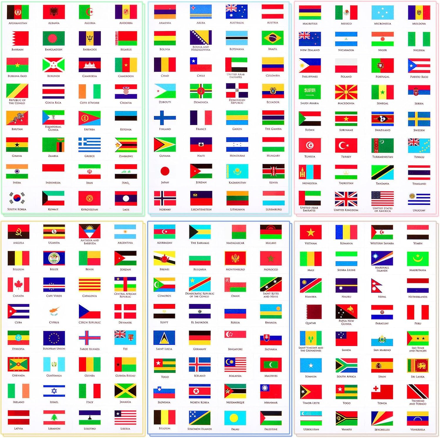 384 Pieces World Assorted Country Flag Stickers Country Decals Planner  Mini Flag Stickers for School, Journal, Scrapbook, Theme Party Decor