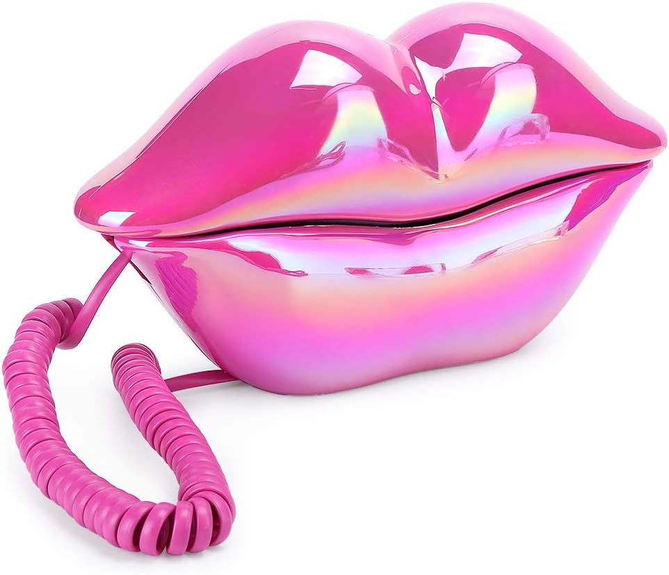 Funny Lip Telephone, with Number Storage Function, Rose Red Landline Telephone Home Desktop Corded Fixed Telephone for Home Office Phones Home Decoration