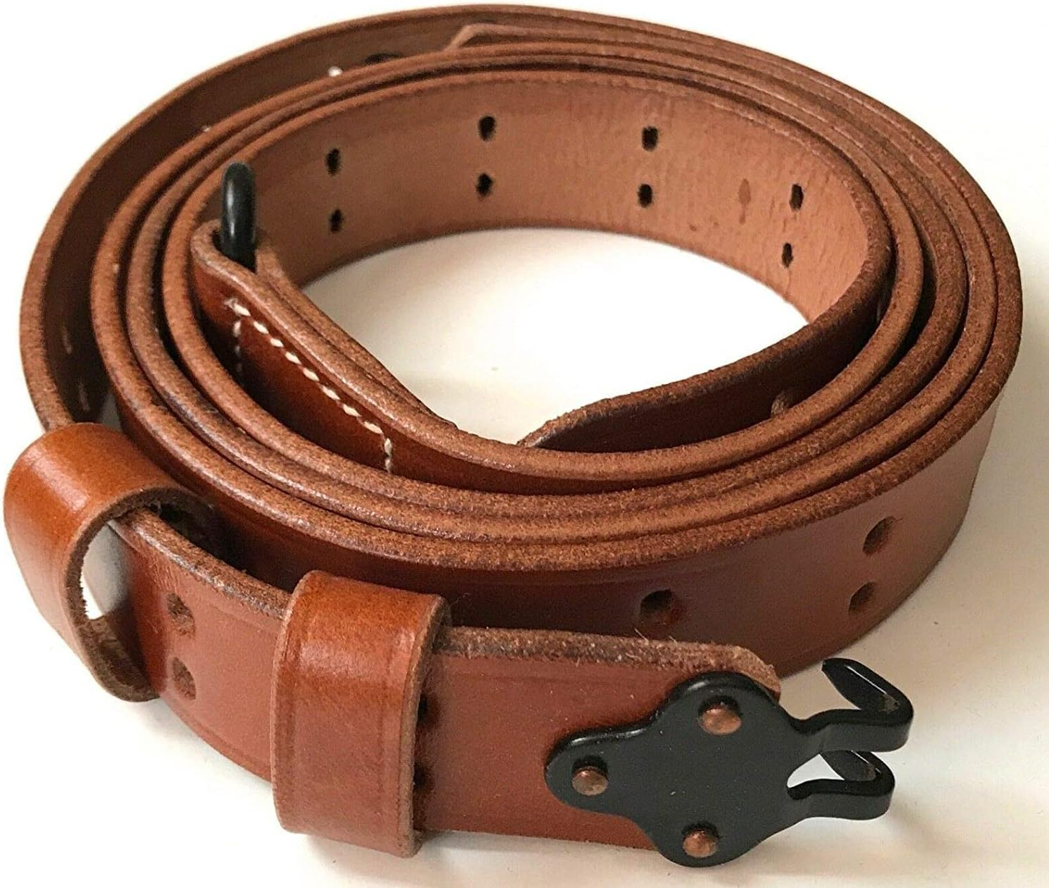 M1907 Leather Rifle Sling WWII M1 Garand Replacement Sling Leather Steel Hardware