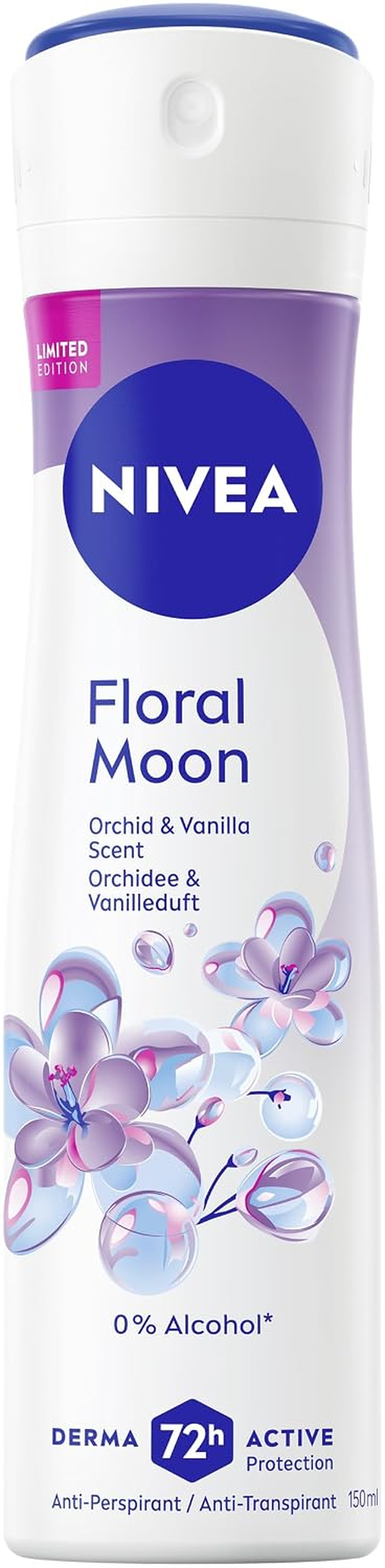 NIVEA Floral Moon Limited Edition Deo Spray, Deodorant Für 72H Anti-Transpirant-Schutz Gegen Schweiß Und Geruch, Deospray Mit Floralem Duft (150 Ml)