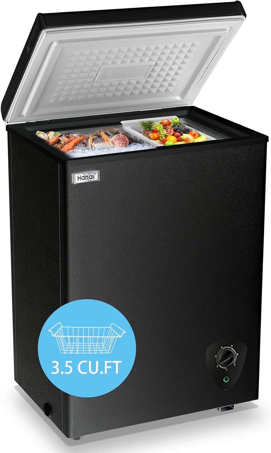 3.5 Cu.Ft Chest Freezer Mini Energy Saving Low Noise Top Door with Basket
