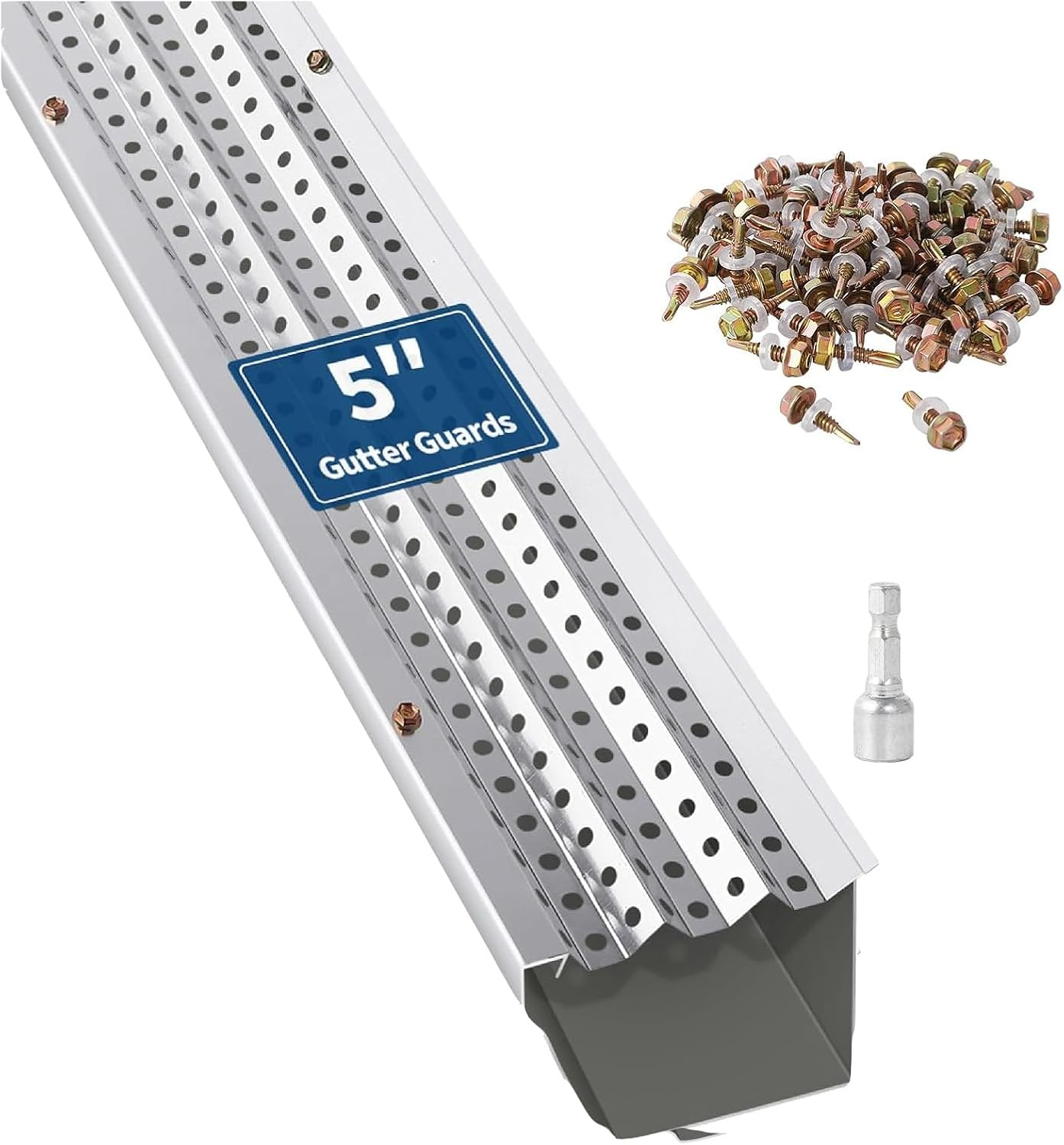 5'' Gutter Guard 50 FT (17 PCS), Heavy Duty 100% Aluminum Leaf Guard with 0.275