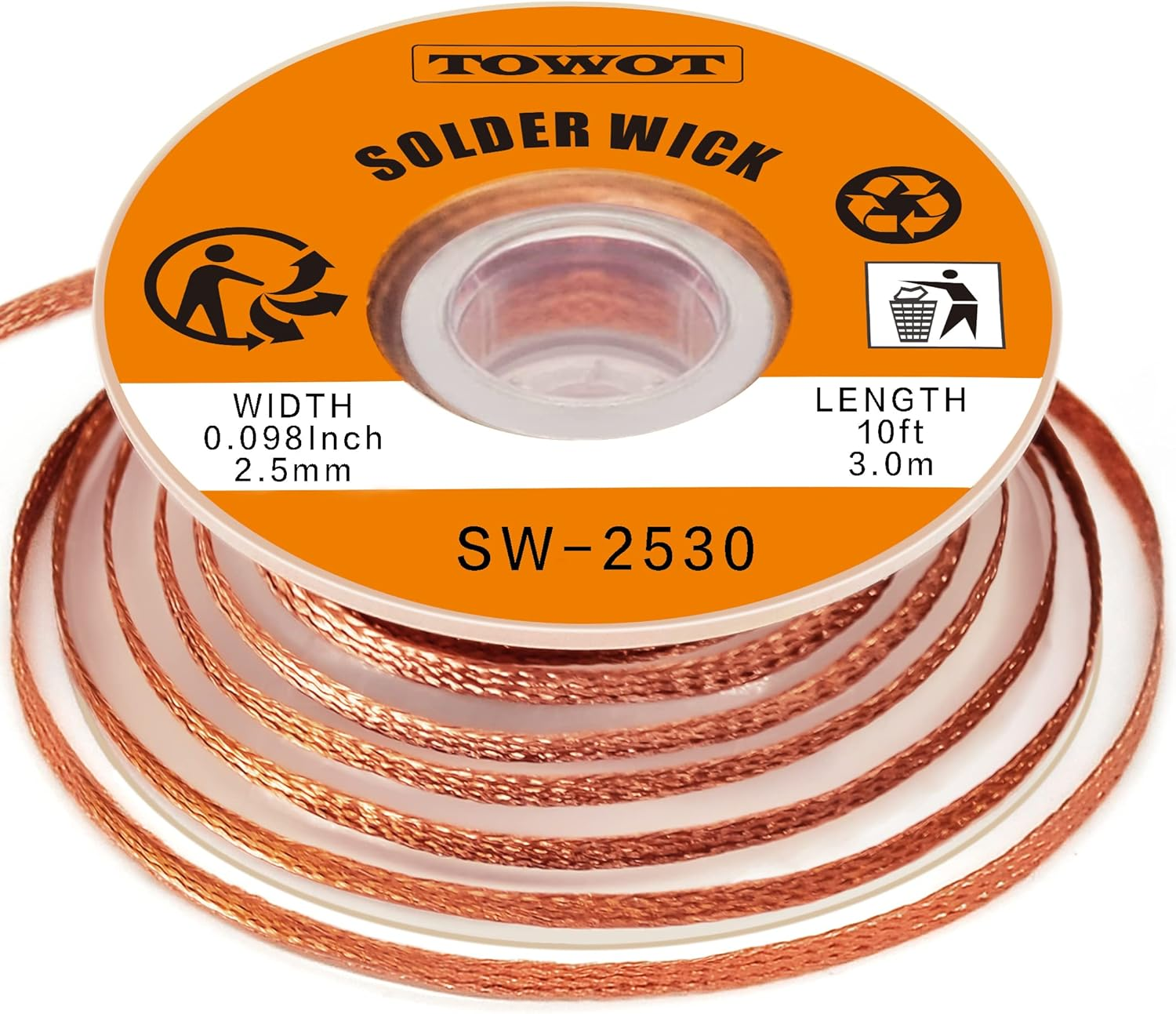 Solder Wick Braid 10Ft Desoldering Wick Braid Remover Tool with Flux No-Clean Soldering Wick Desolder Soldering 0.1 Inch Width