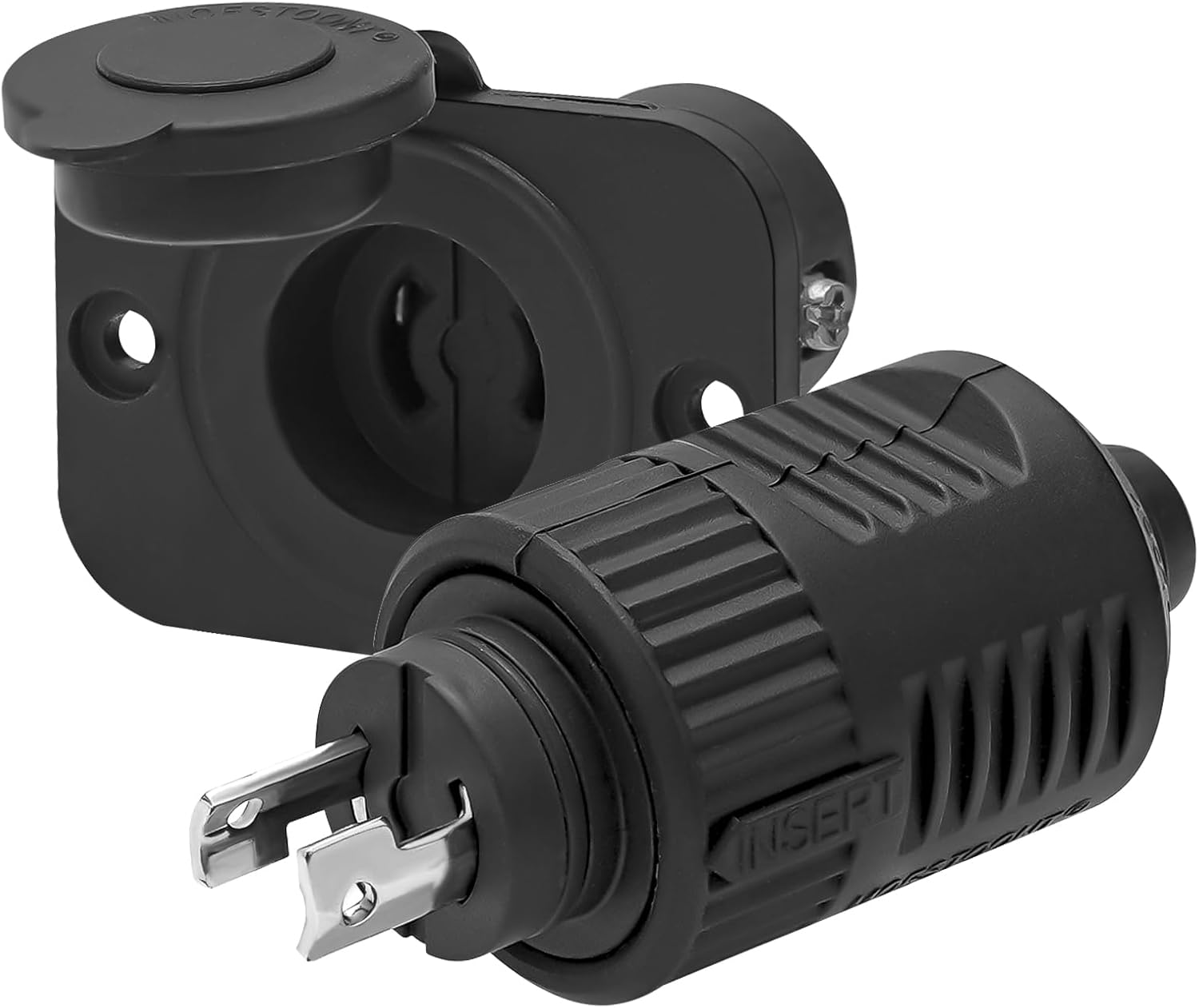 40A Trolling Motor Plug & Receptacle 12VBRS2 for 2 Wire 12V/24V/36V Charging/Downrigger/Trolling System