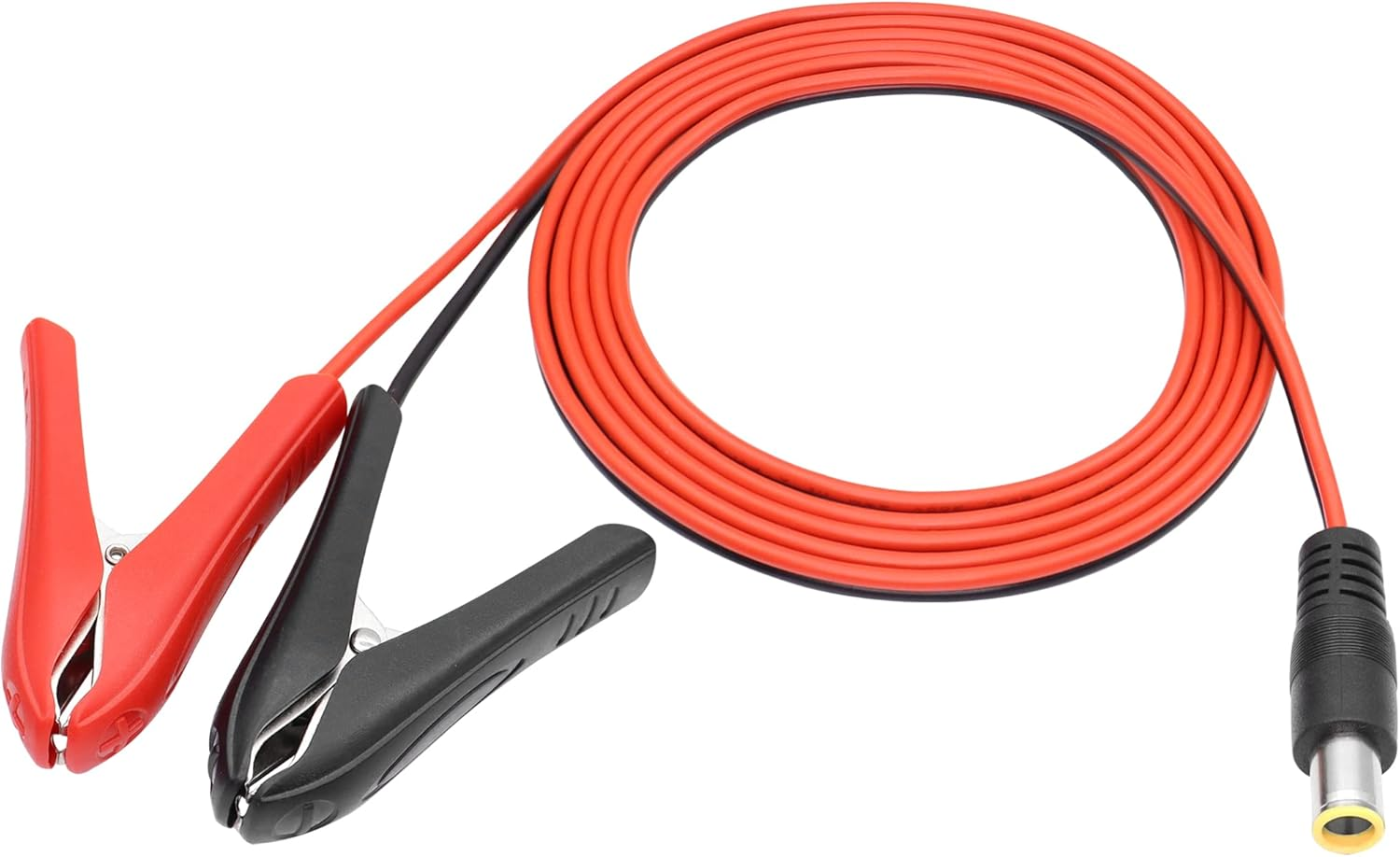YACSEJAO DC Battery Clips Cable 8Mm Male to Battery Clamps Extension Cord 12-24V Car Charger Power Supply for Auto Accessories (6FT)